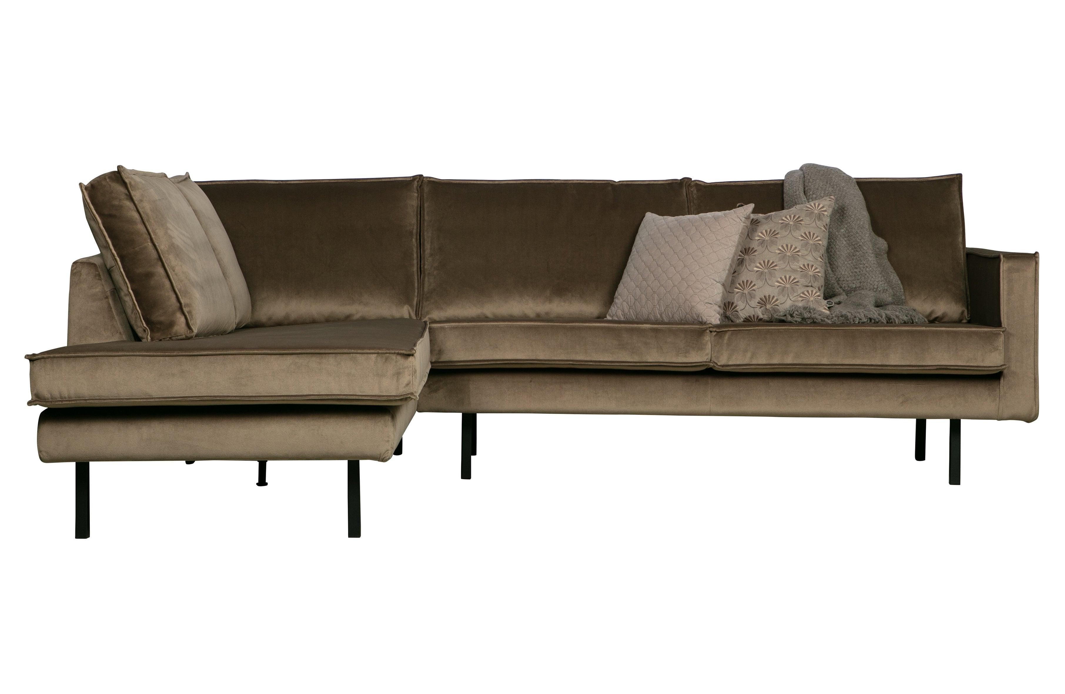 Sofa narożna aksamitna lewostronna RODEO taupe – Woood