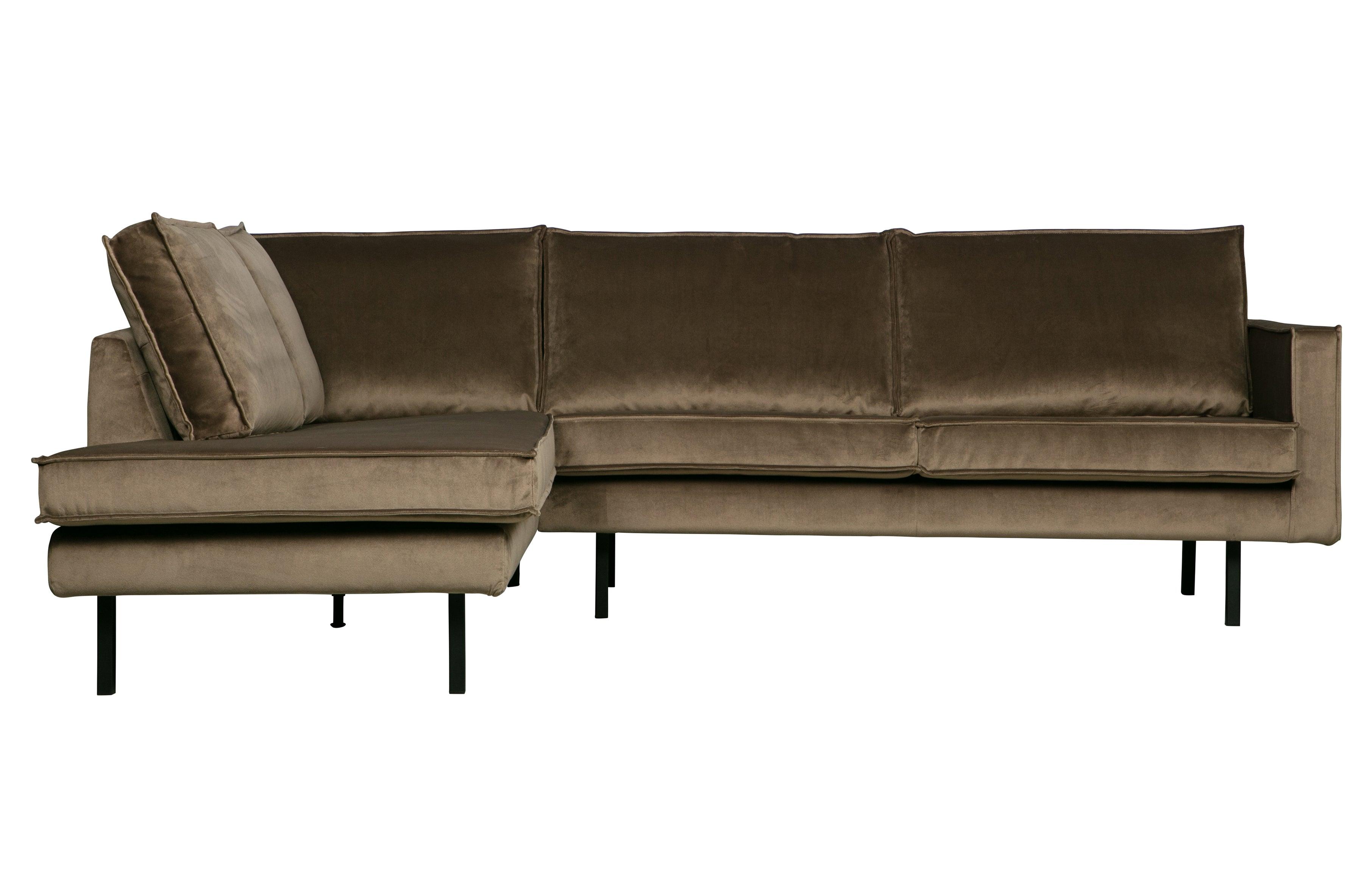 Sofa narożna aksamitna lewostronna RODEO taupe – Woood