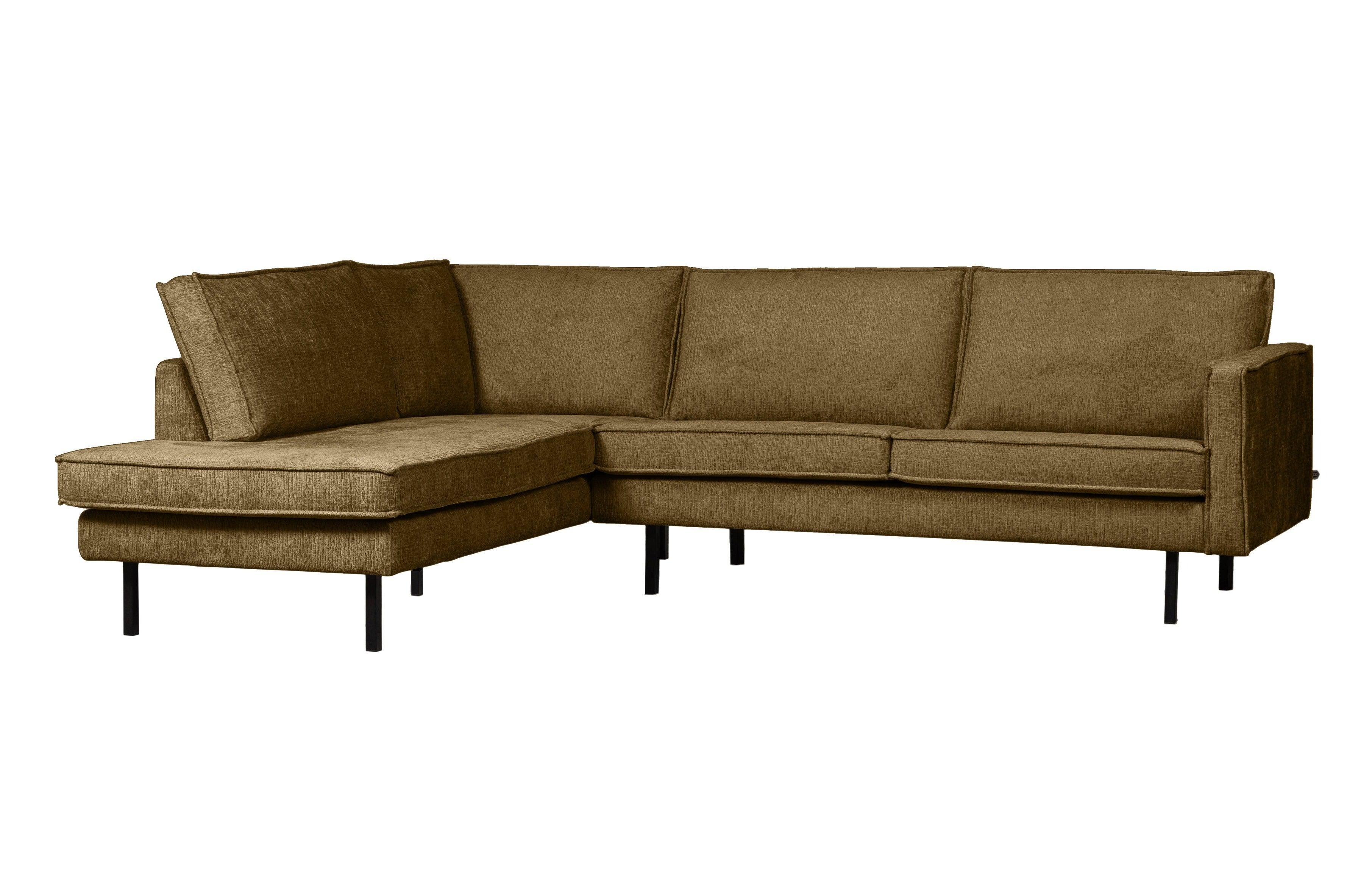 Sofa narożna welurowa lewostronna RODEO brązowy – Woood