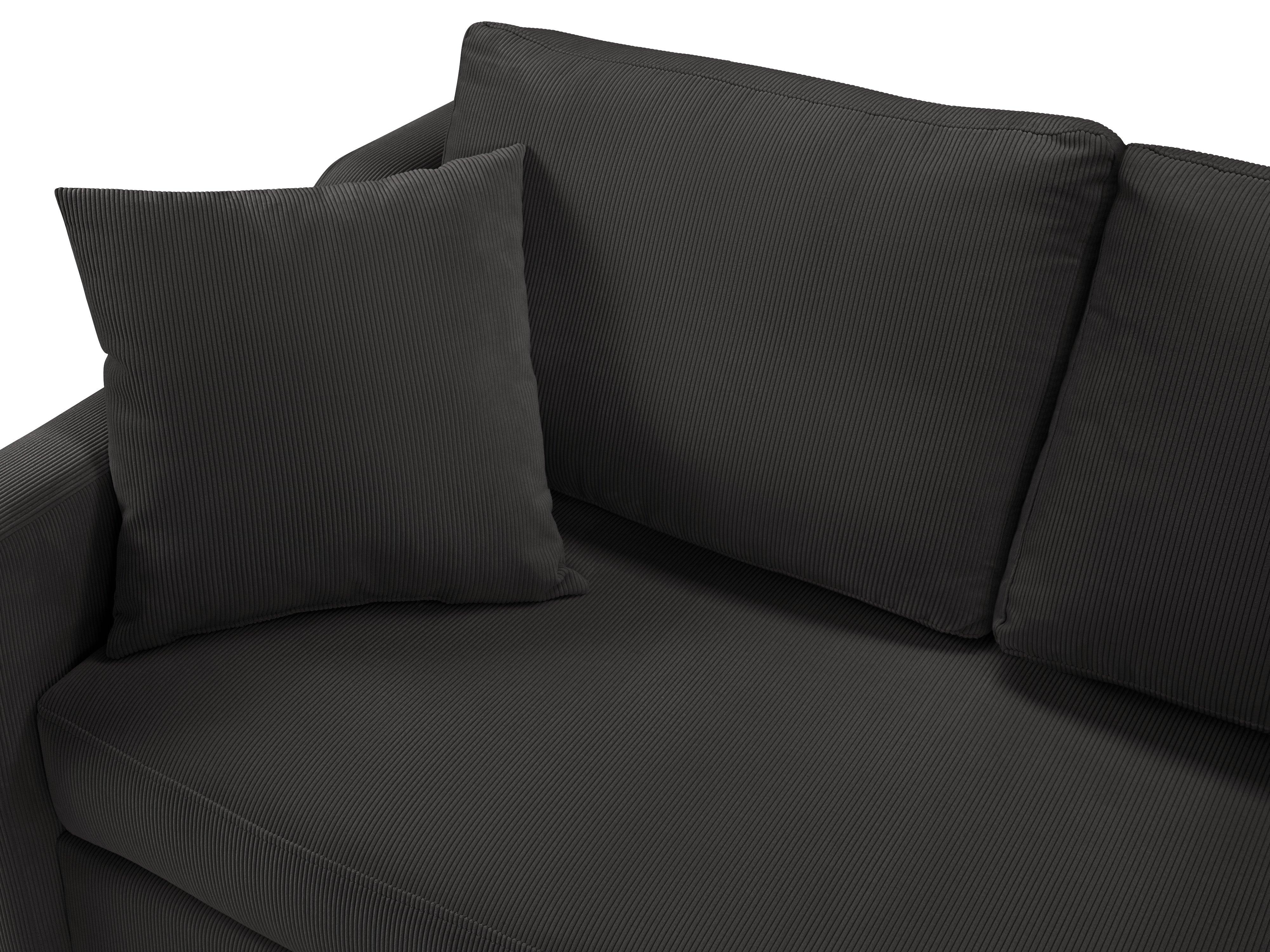 Sofa sztruksowa z funkcją spania ROSE ciemnoszary – drewno