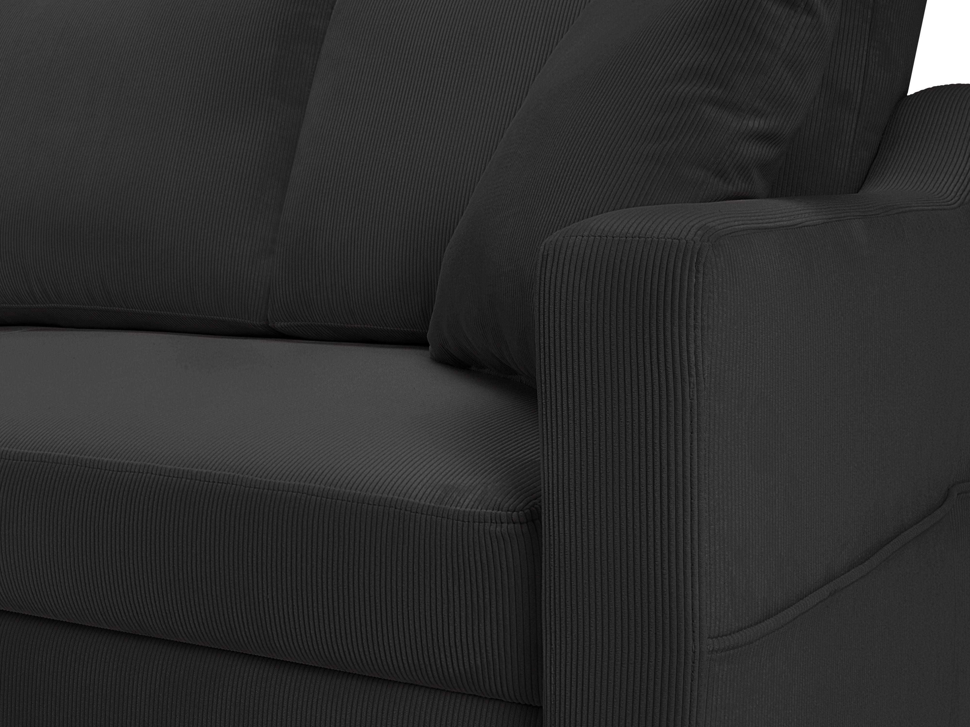Sofa sztruksowa z funkcją spania ROSE ciemnoszary do salonu – Besolux