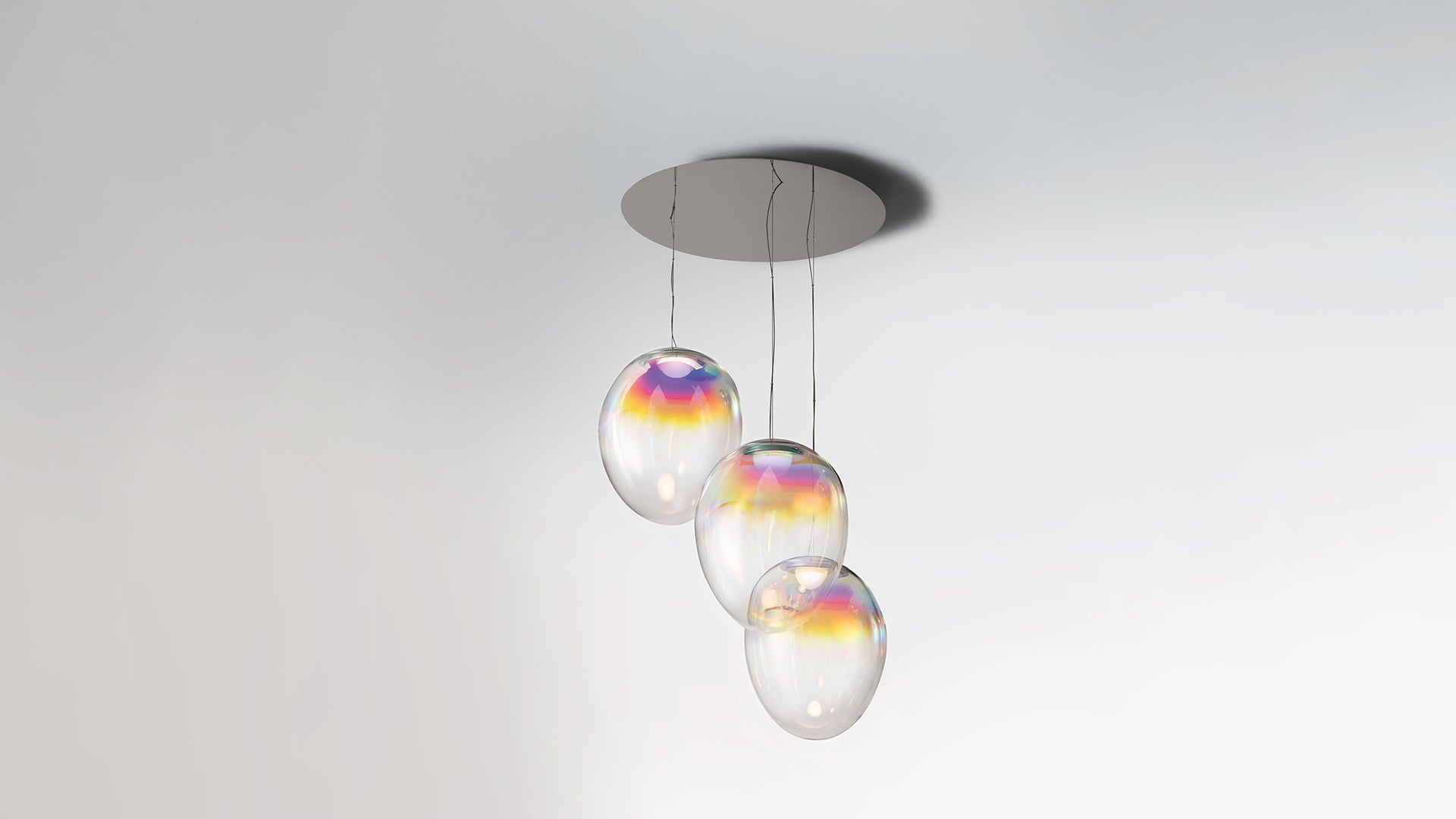 Hanging Lamp STELLAR NEBULA CLUSTER CIRCULAR iridescent blown glass
