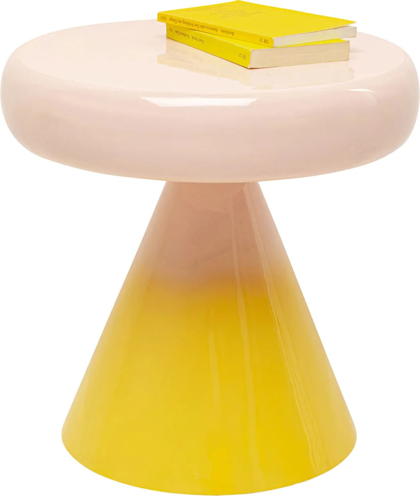 Yellow RICI side table with light pink
