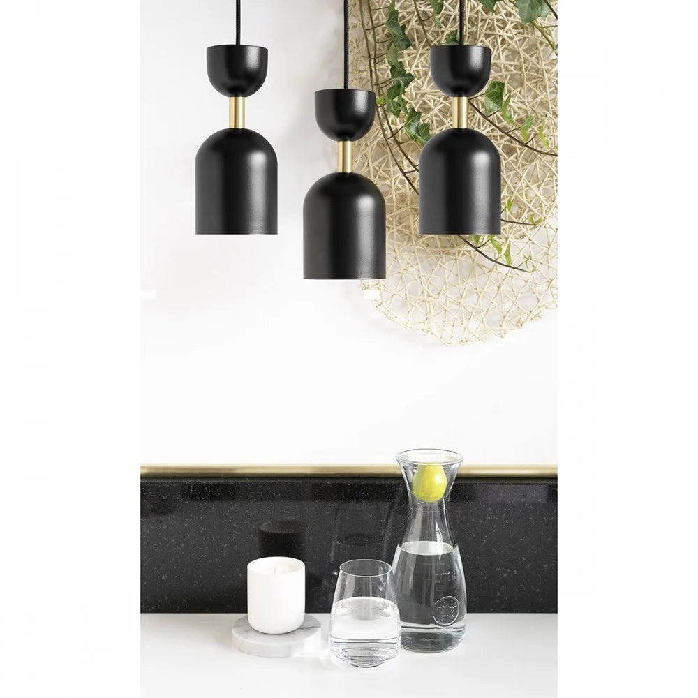 SUPURU 3P schwarze Pendelleuchte mit Messing
