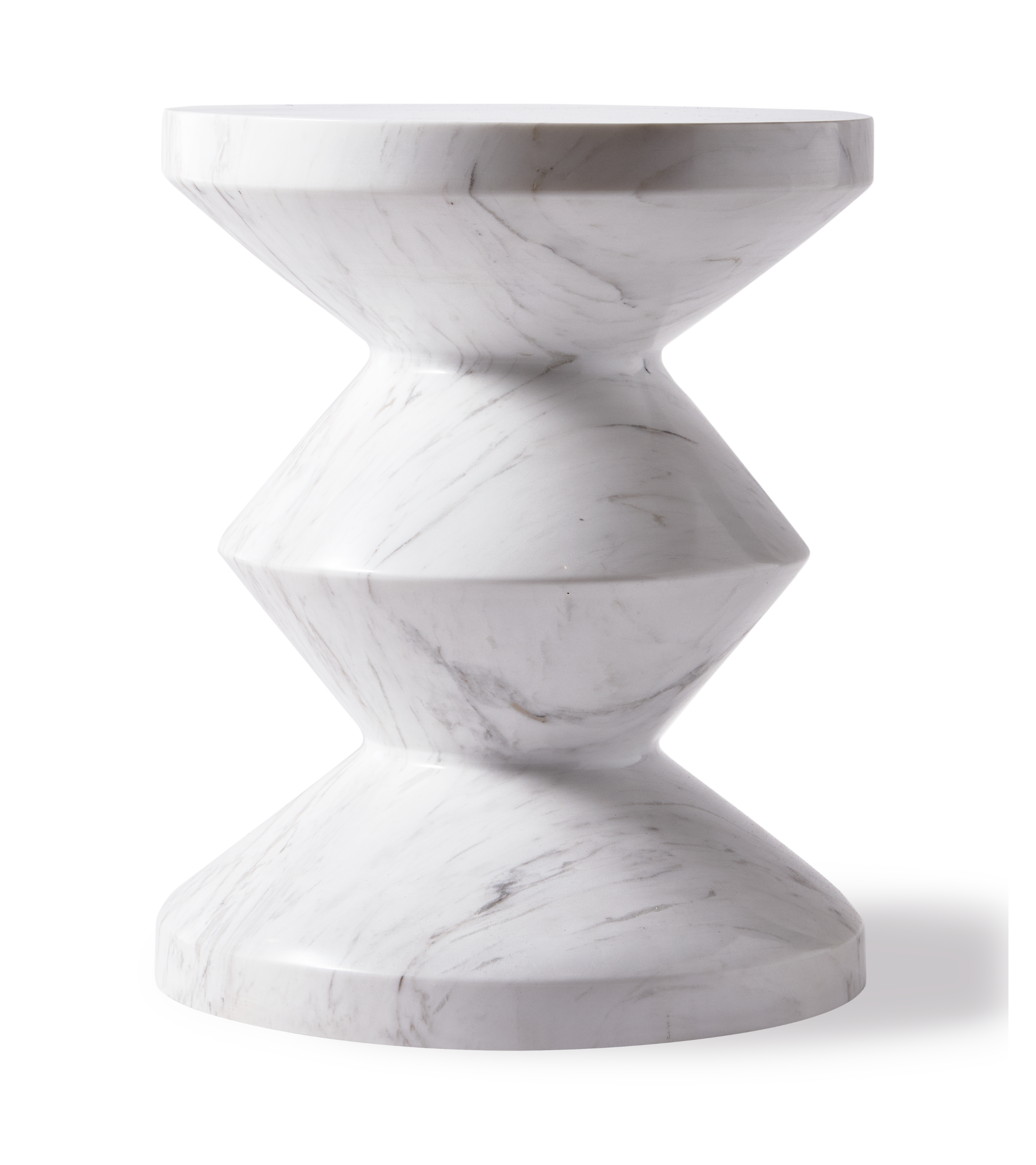 ZIG ZAG Hocker aus weißem Marmor