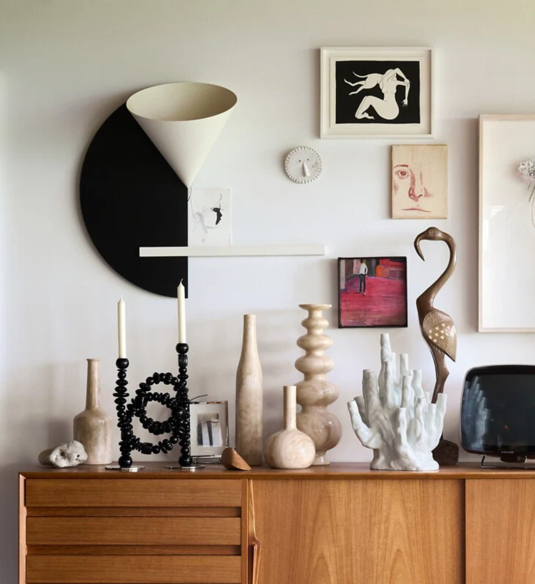 Kerzenhalter BEADS weiß mit goldenen Elementen