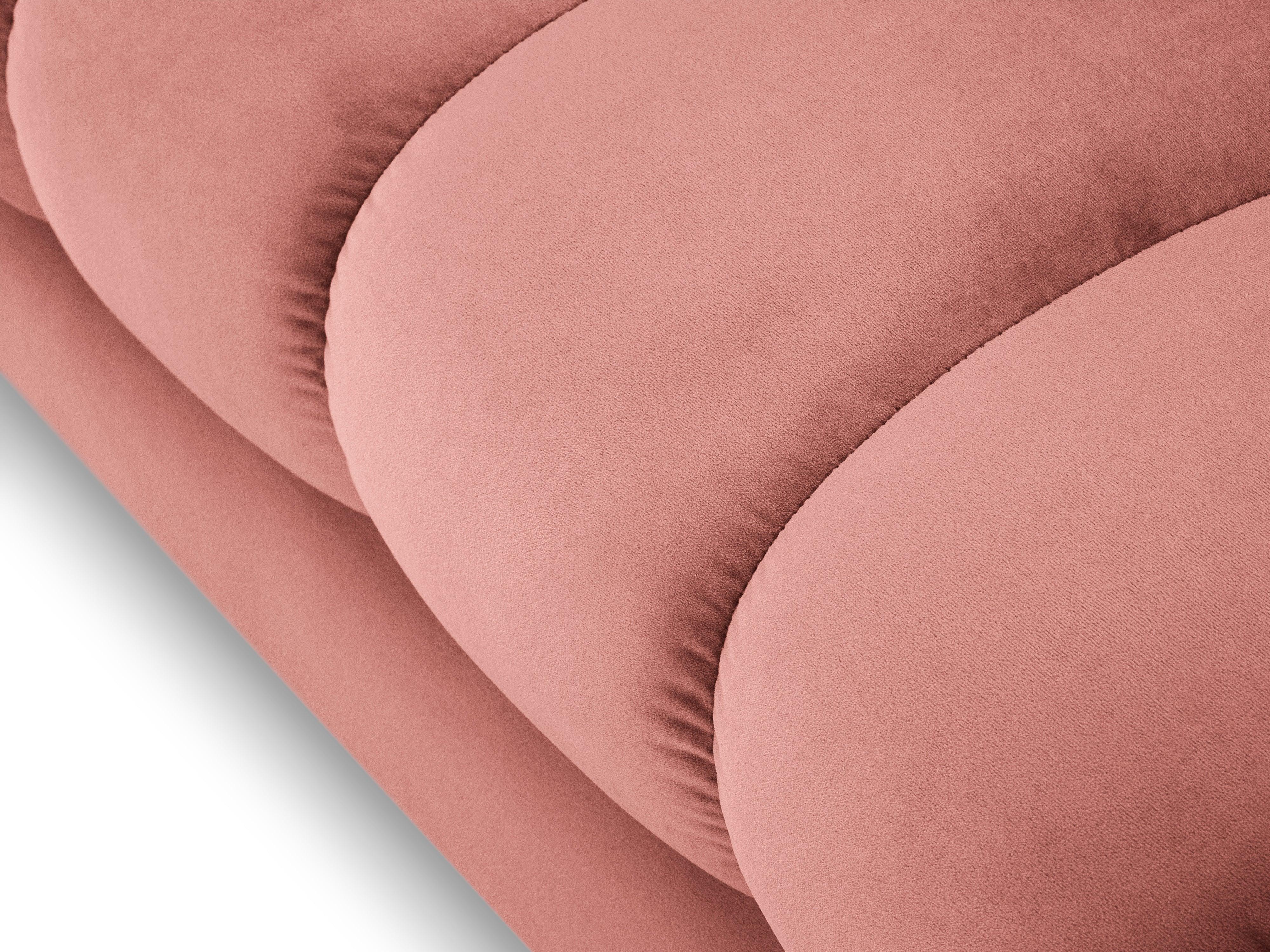 Szezlong aksamitny lewostronny BALI różowy z czarną podstawą – Cosmopolitan Design