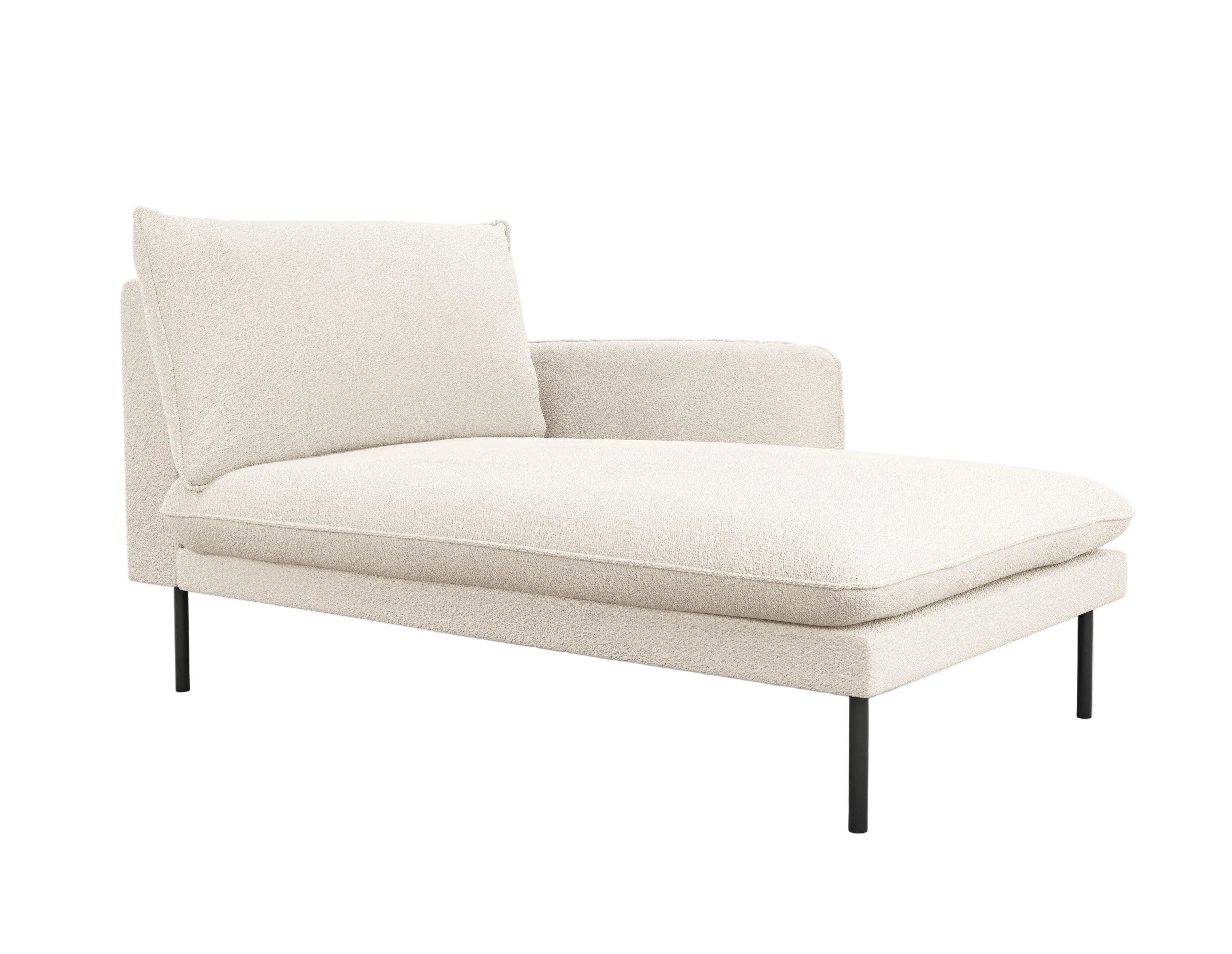 Szezlong w tkaninie boucle prawostronny VIENNA beżowy z czarną podstawą Cosmopolitan Design    Eye on Design