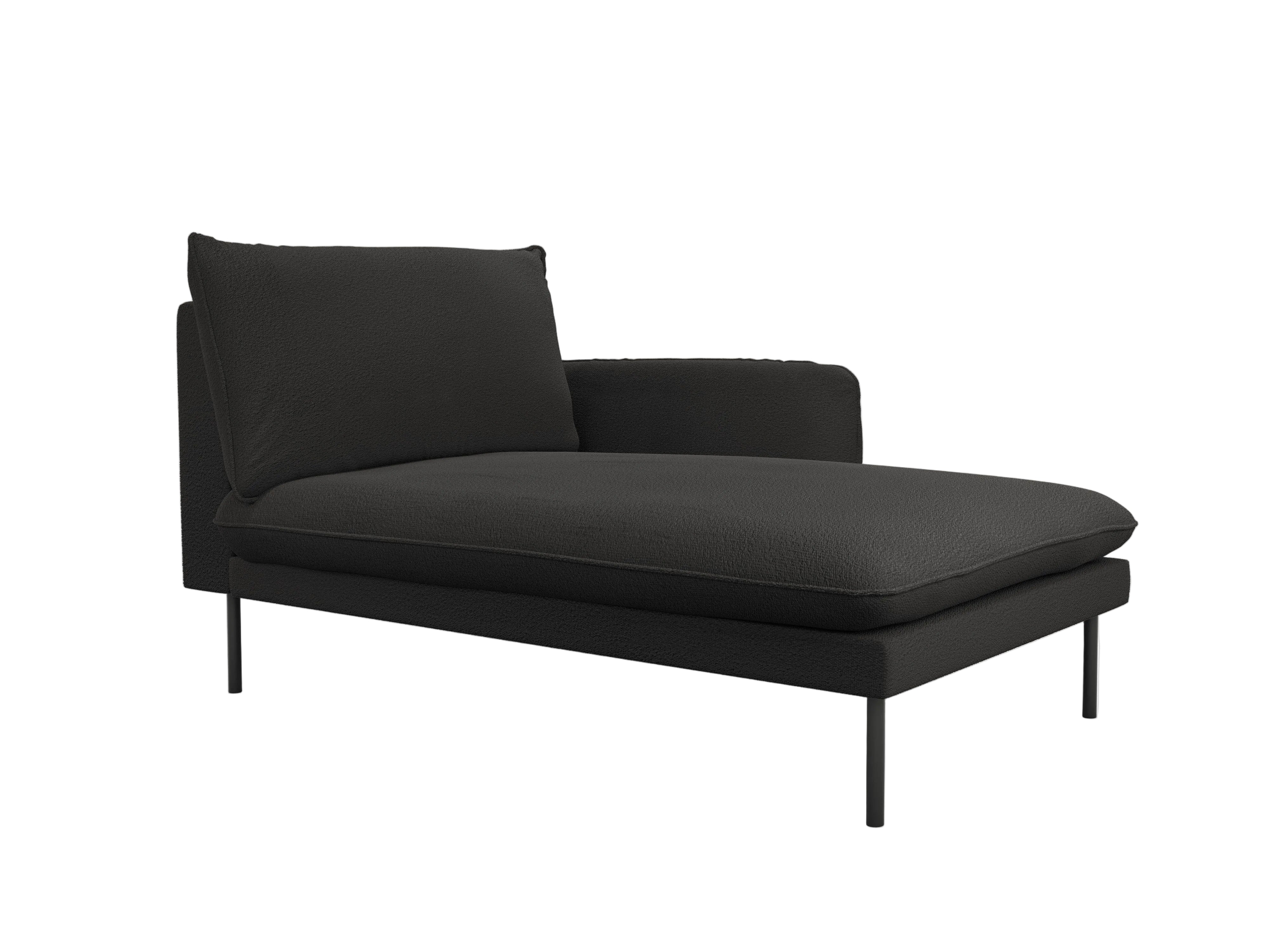 Szezlong w tkaninie boucle prawostronny VIENNA czarny z czarną podstawą Cosmopolitan Design    Eye on Design