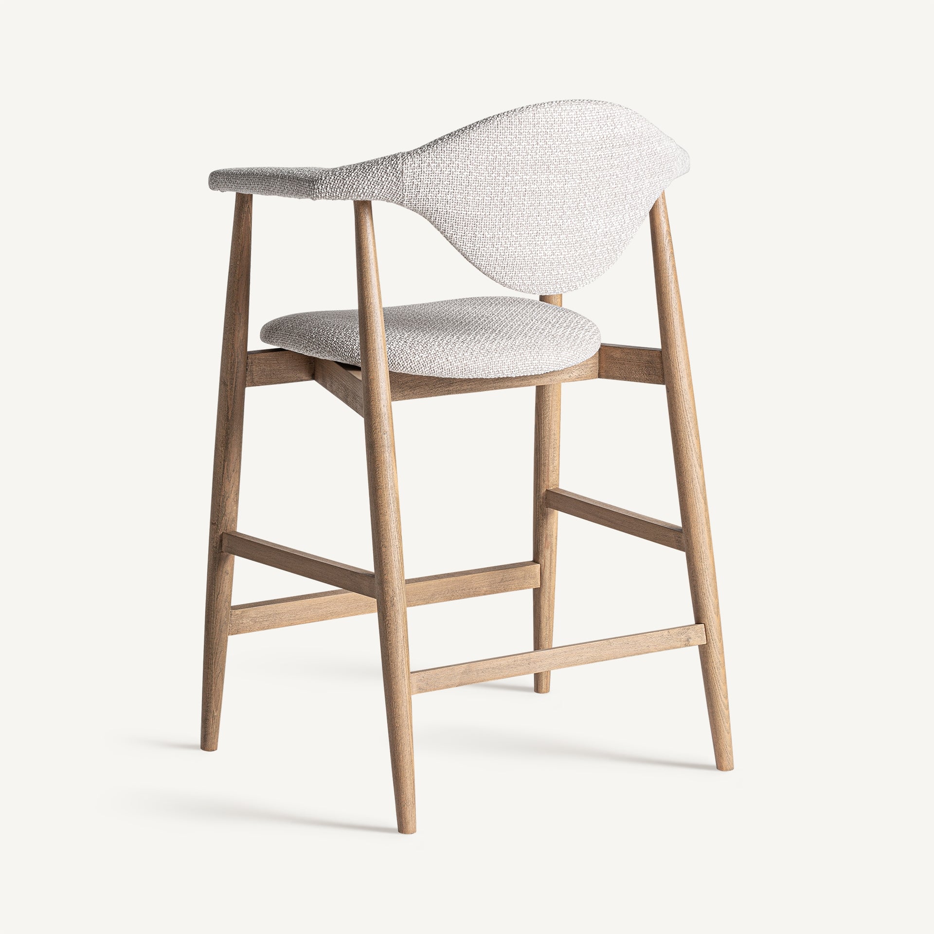 DILBEEK Bar Stool Beige with Beech Base