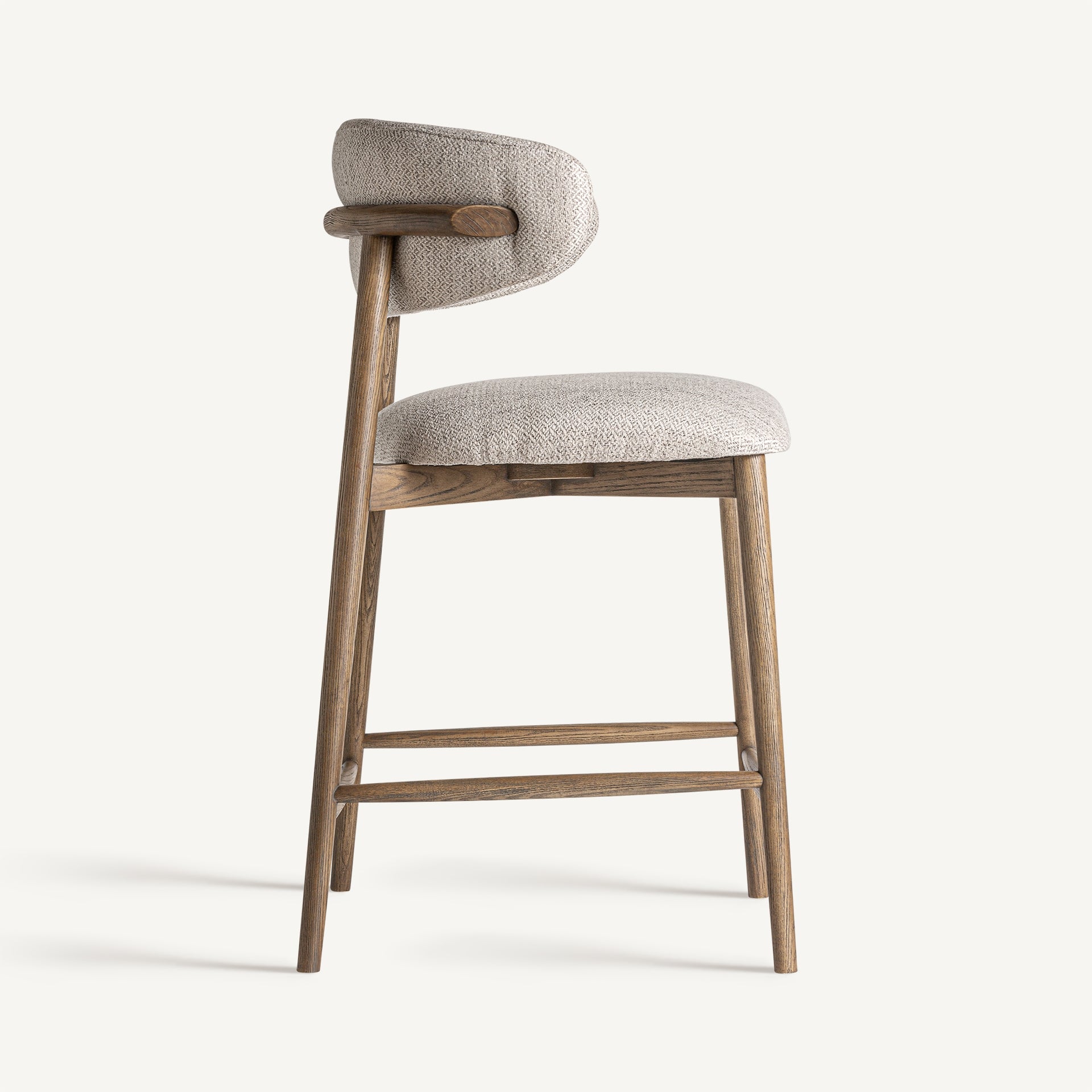 ERLEC Bar Stool in Beige with Dark Ash Base