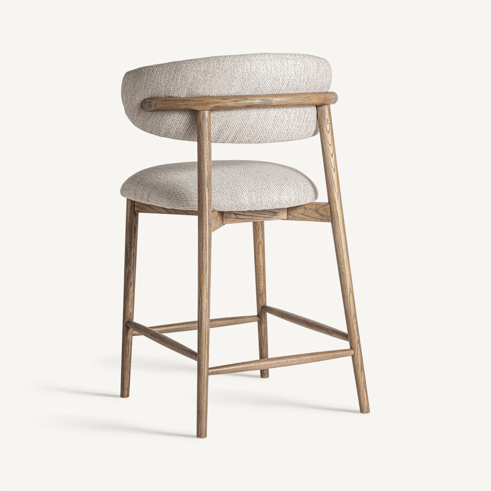 ERLEC Bar Stool in Beige with Dark Ash Base