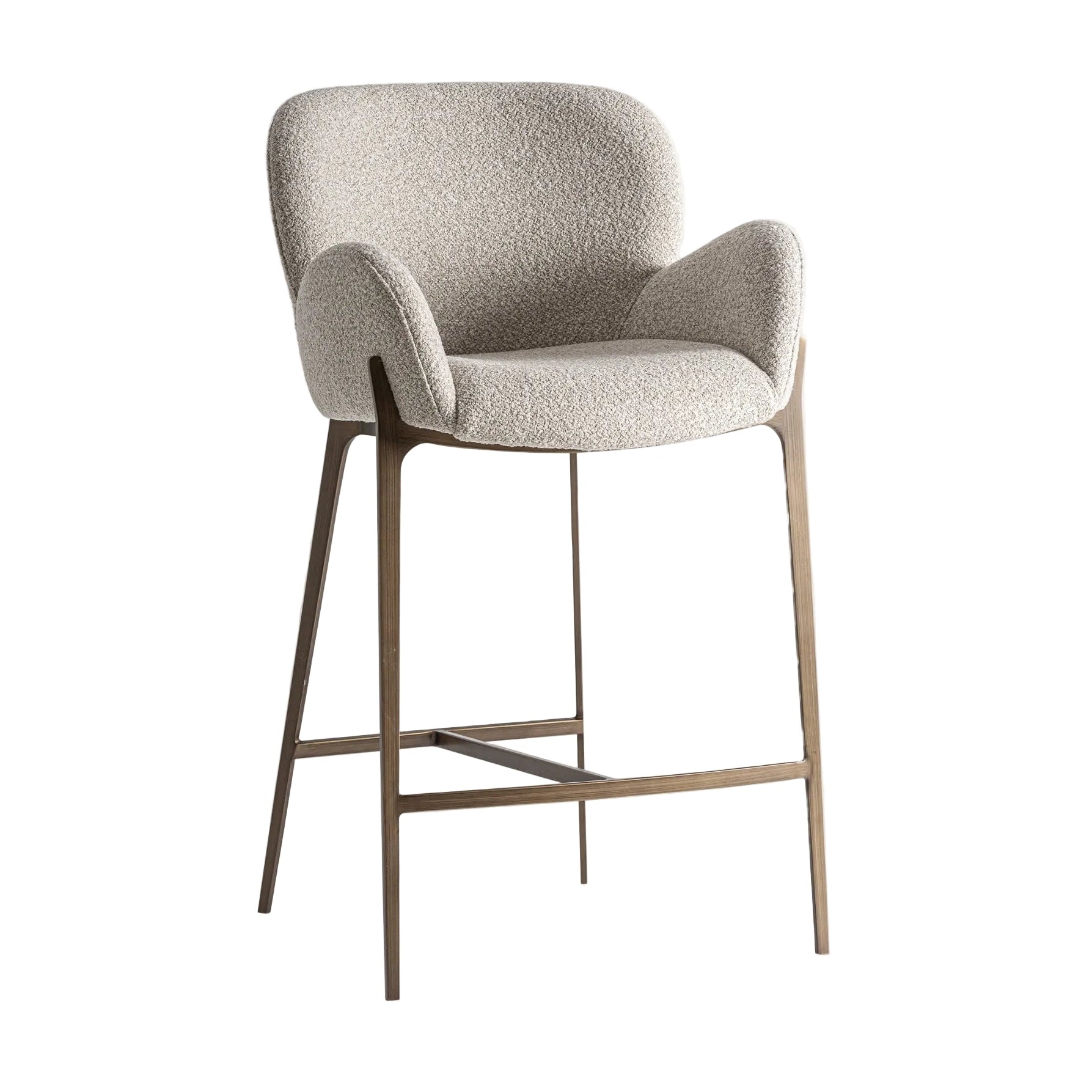 Bar Stool GERB Beige with Brushed Gold Base