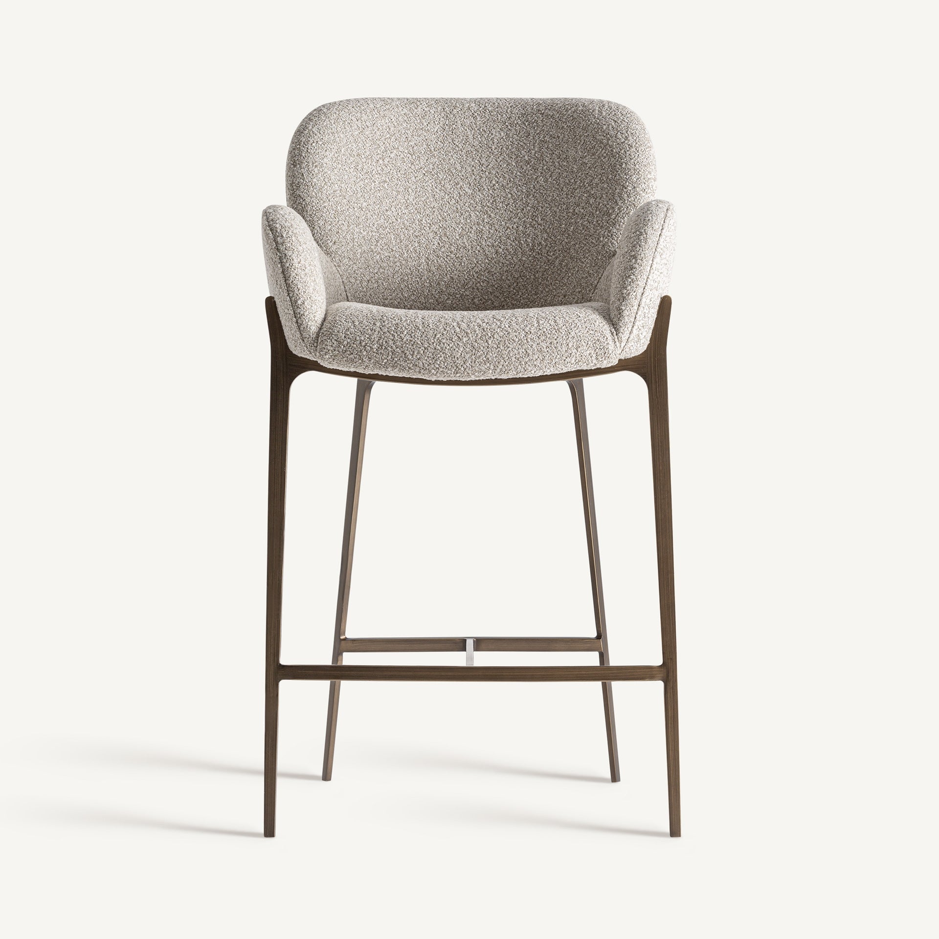 Bar Stool GERB Beige with Brushed Gold Base