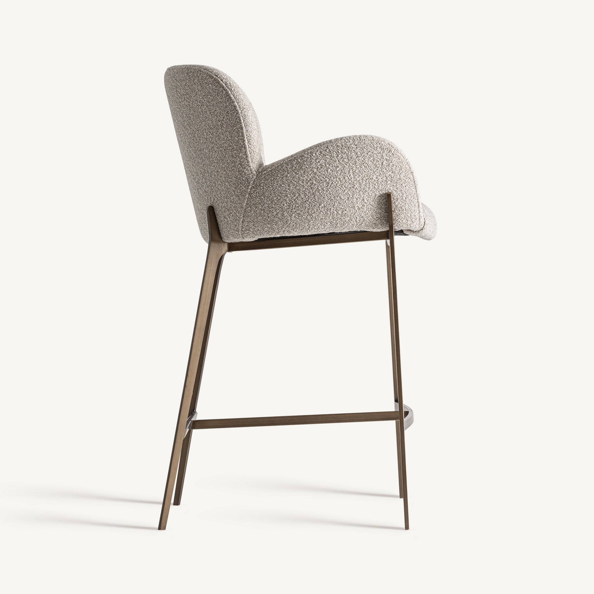 Bar Stool GERB Beige with Brushed Gold Base