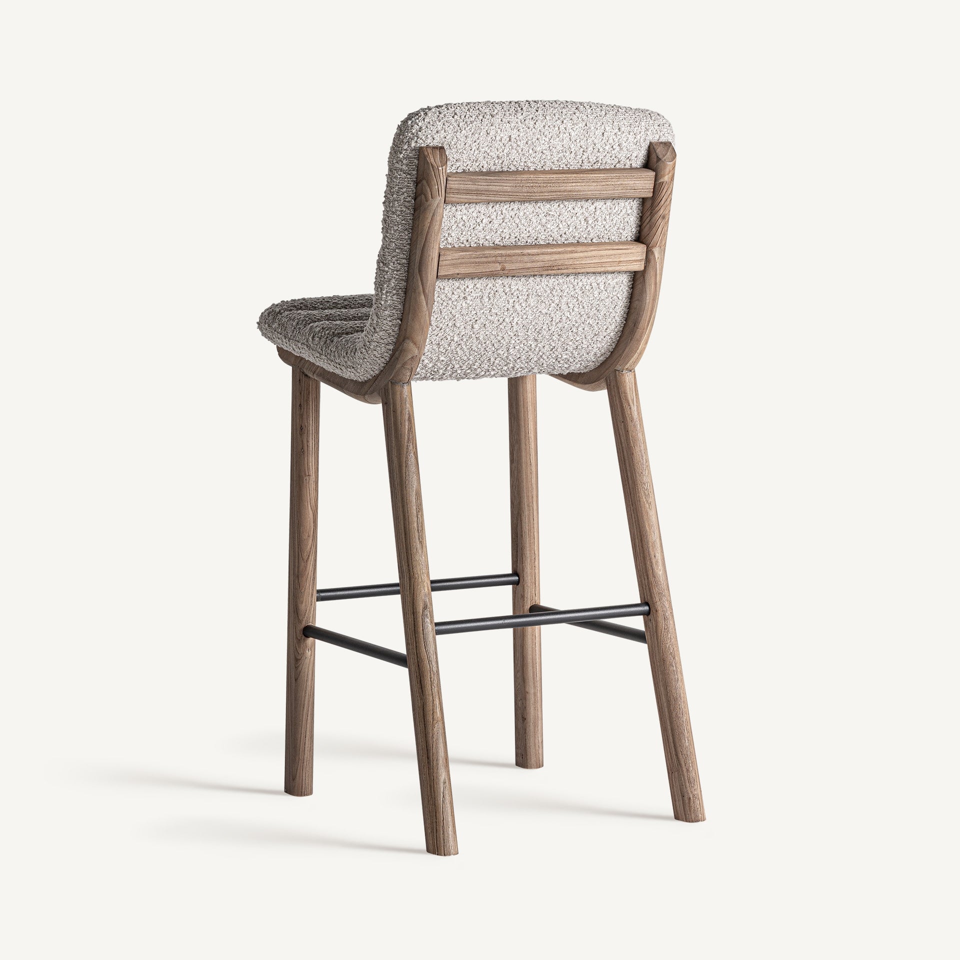 Barhocker JACQUARD beige mit Eichenholzgestell