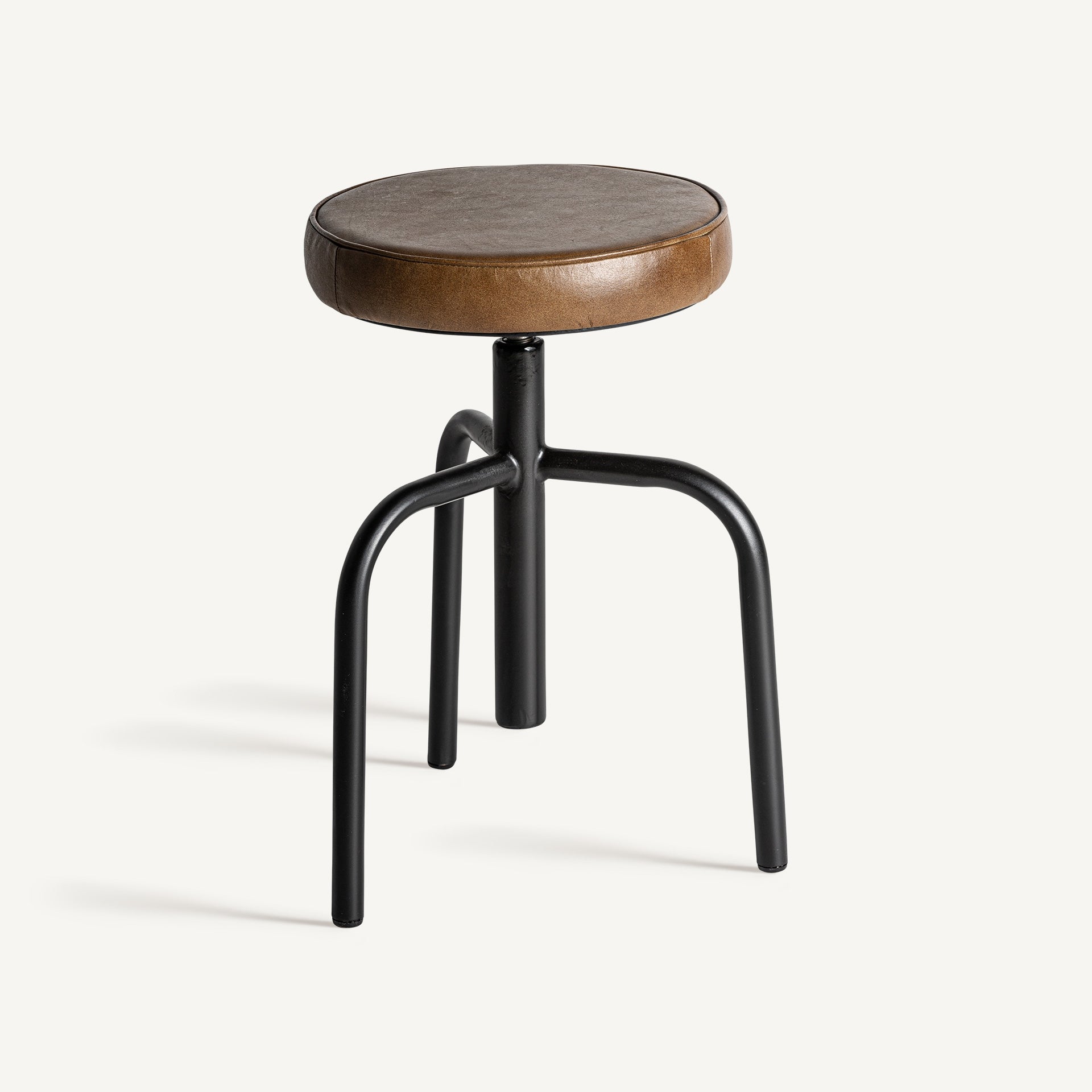 Barhocker SNAIT braunes Leder mit schwarzem Gestell