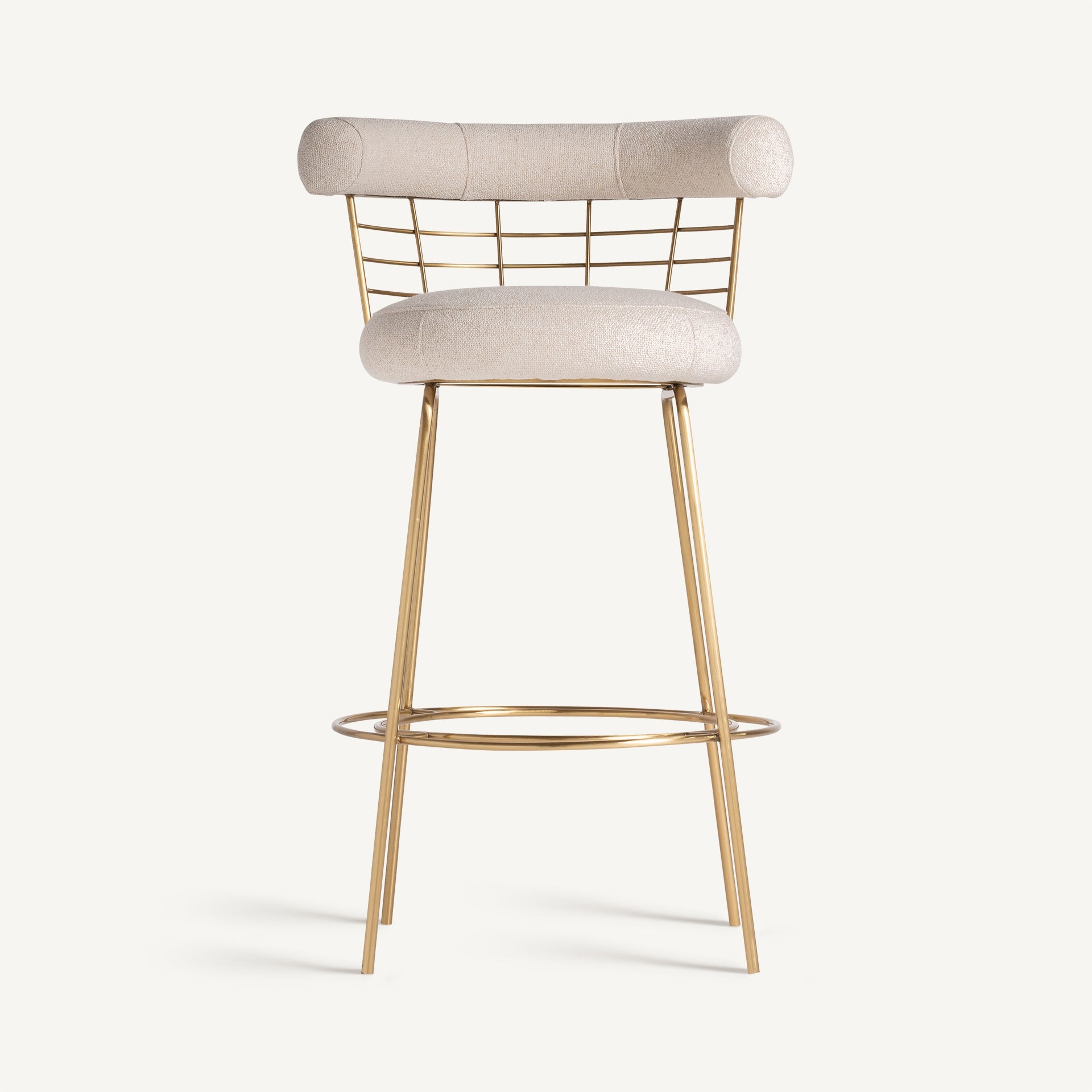 TRESIVIO Cream Bar Stool with Gold Base