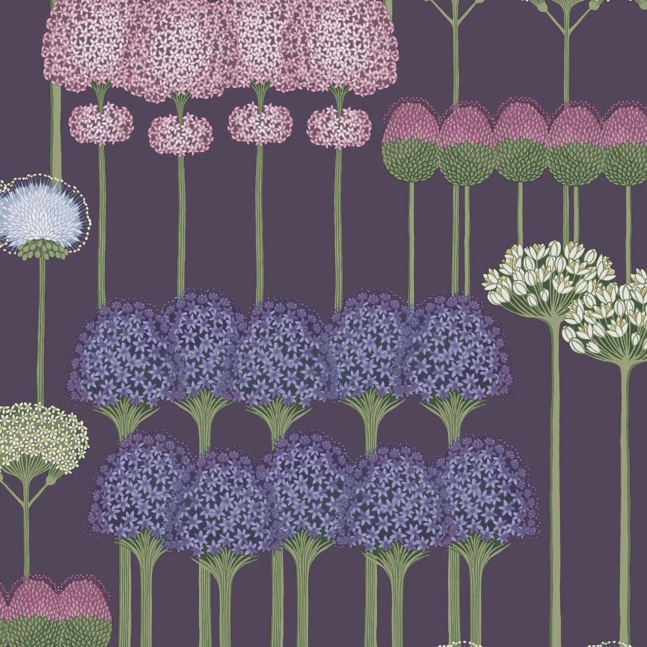 Tapeta BOTANICAL BOTANICA - Allium wrzos na ciemnym fiolecie Cole & Son    Eye on Design