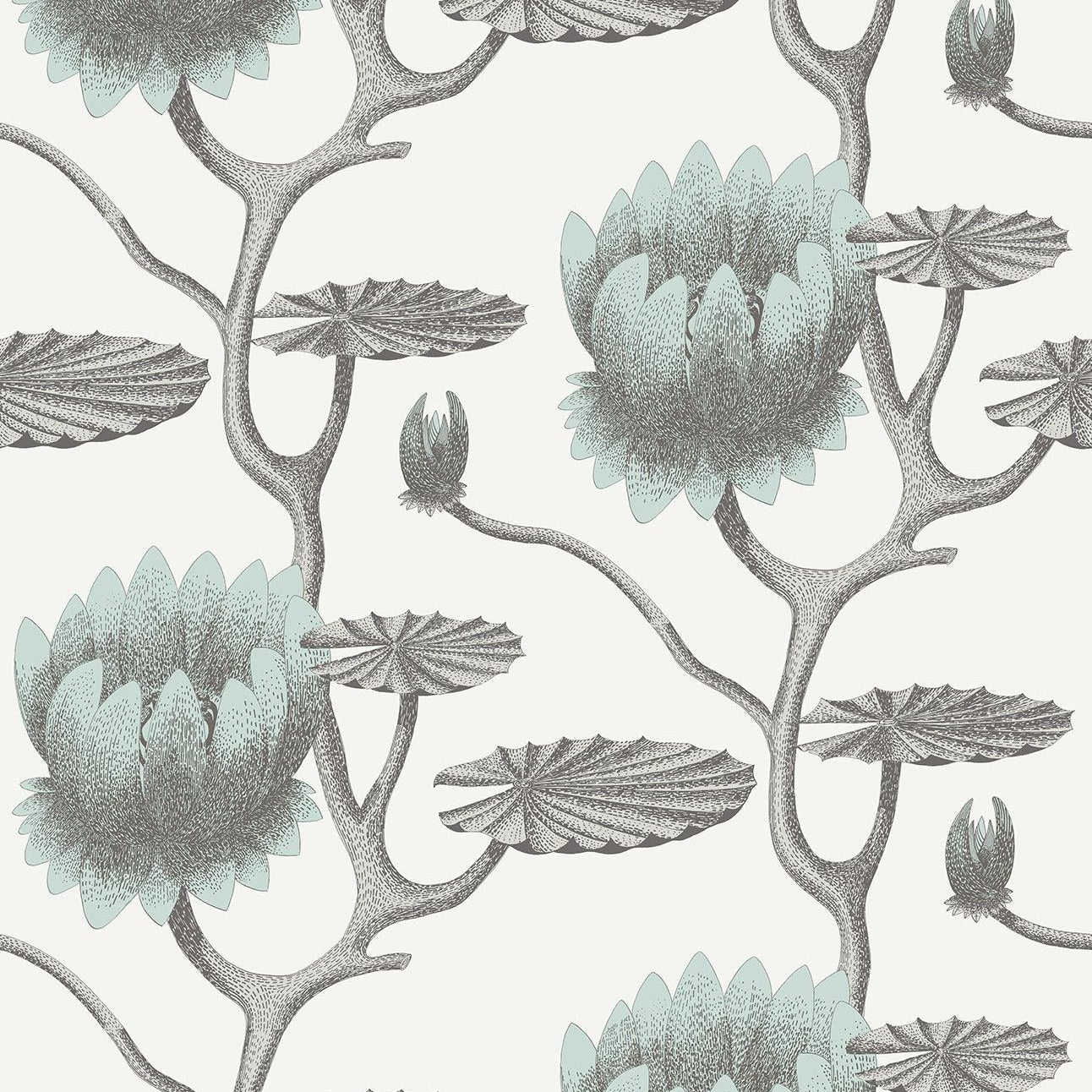 Tapeta CONTEMPORARY COLLECTION - Summer Lily błękit na bieli Cole & Son    Eye on Design