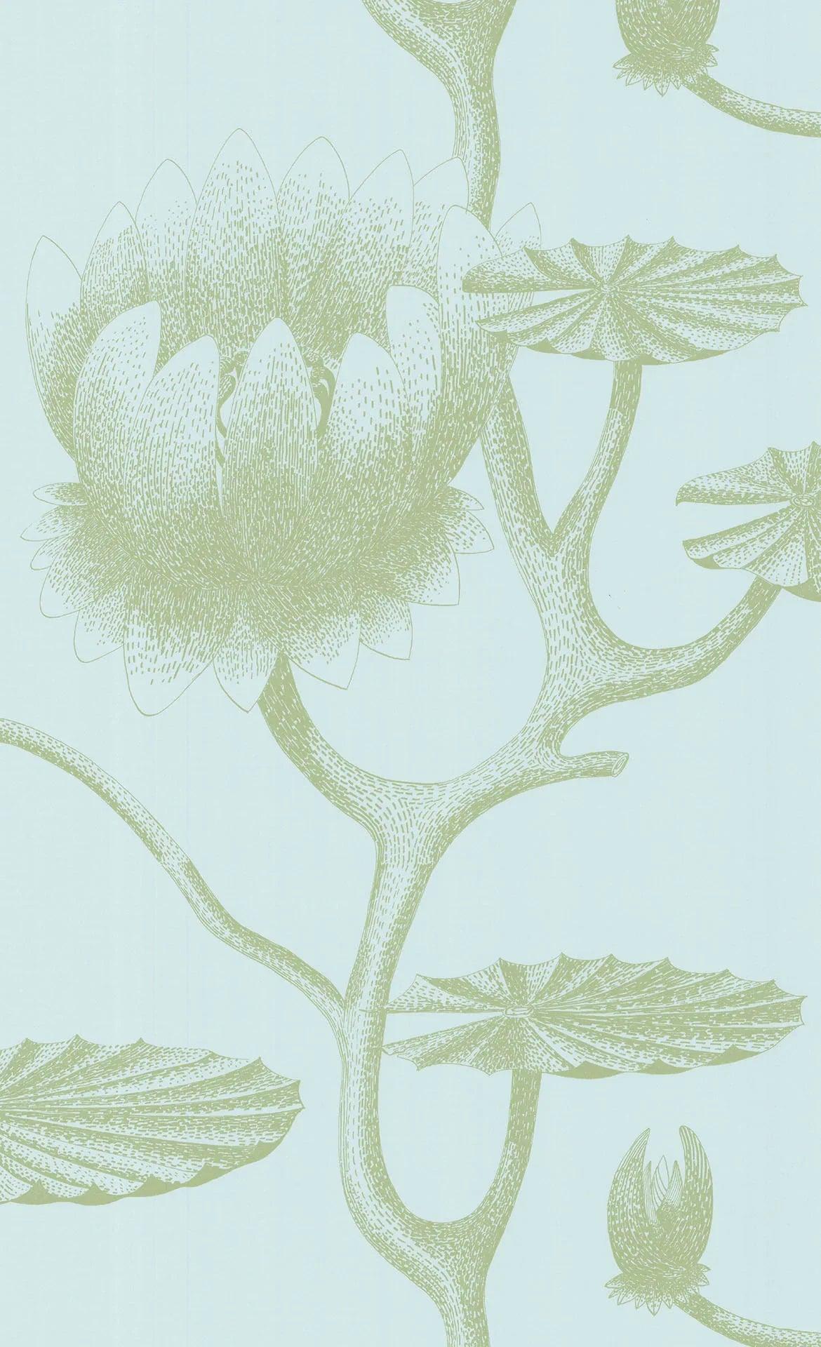 Tapete mit Pflanzenmotiv MODERN NEUGESTALTET - Lily blau