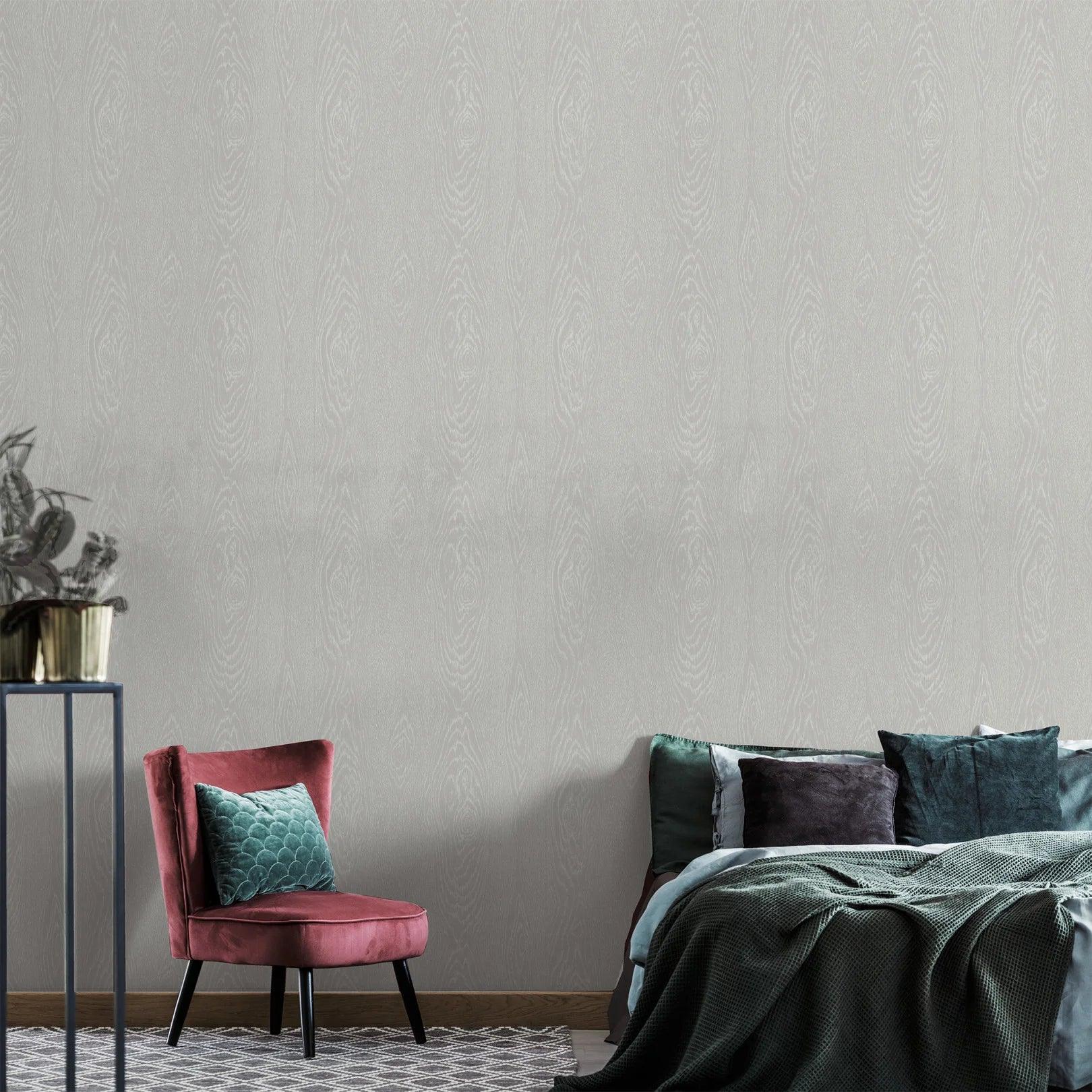 CURIO Wallpaper Imitating Wooden Planks - Dark Gray Wood Grain