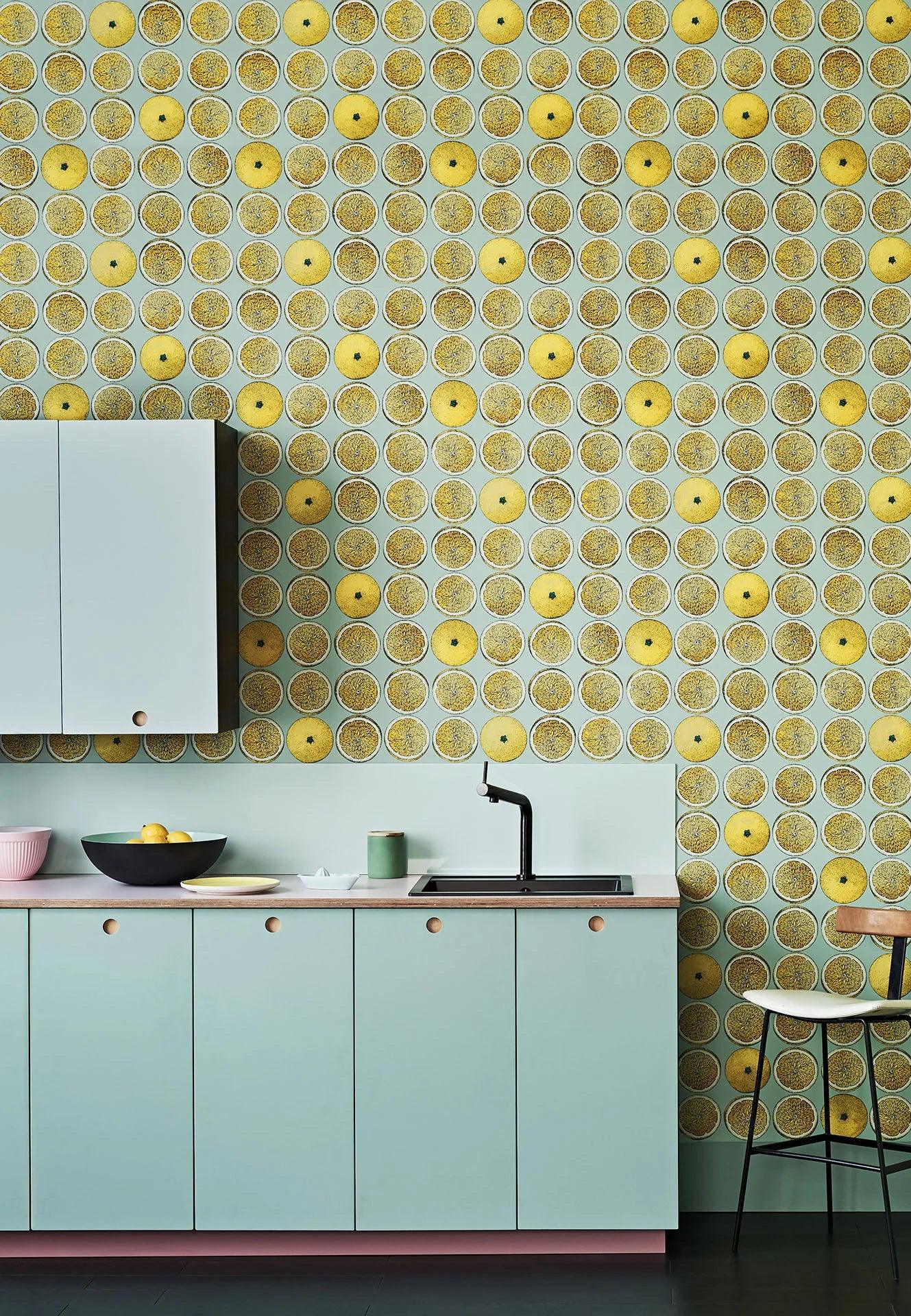 Wallpaper with a plant motif of FORNASETTI SENZA TEMPO - Oranges orange