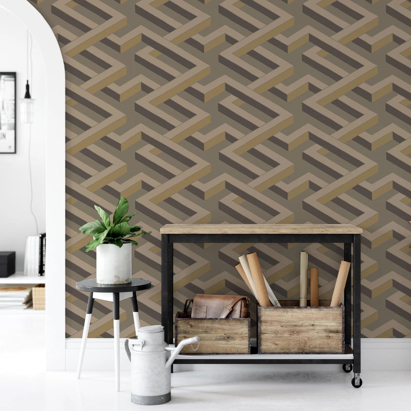 Wallpaper with geometric pattern GEOMETRIC II - Luxor lemon