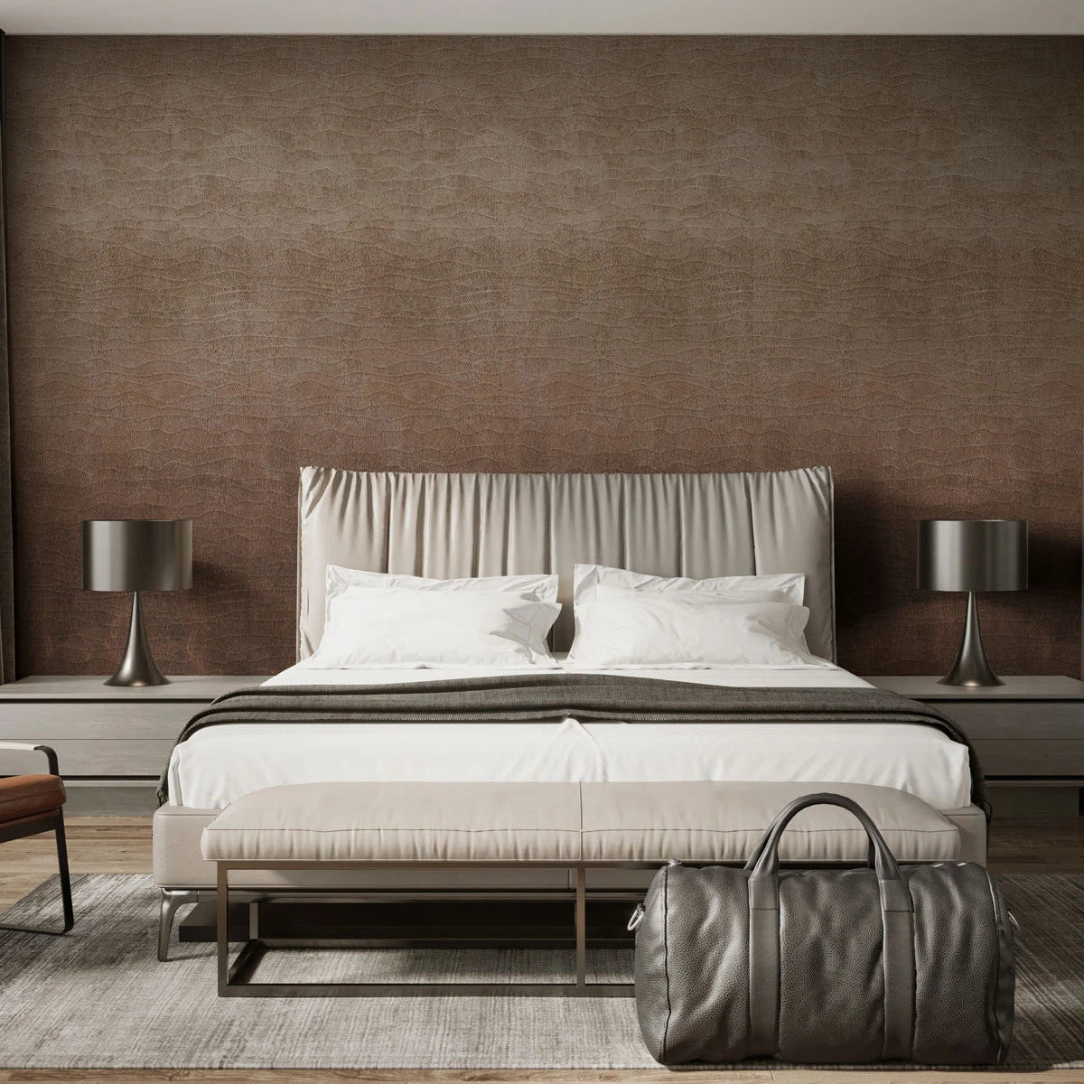 Tapete mit abstraktem Wellenmuster ORGANIC BRONZE braun