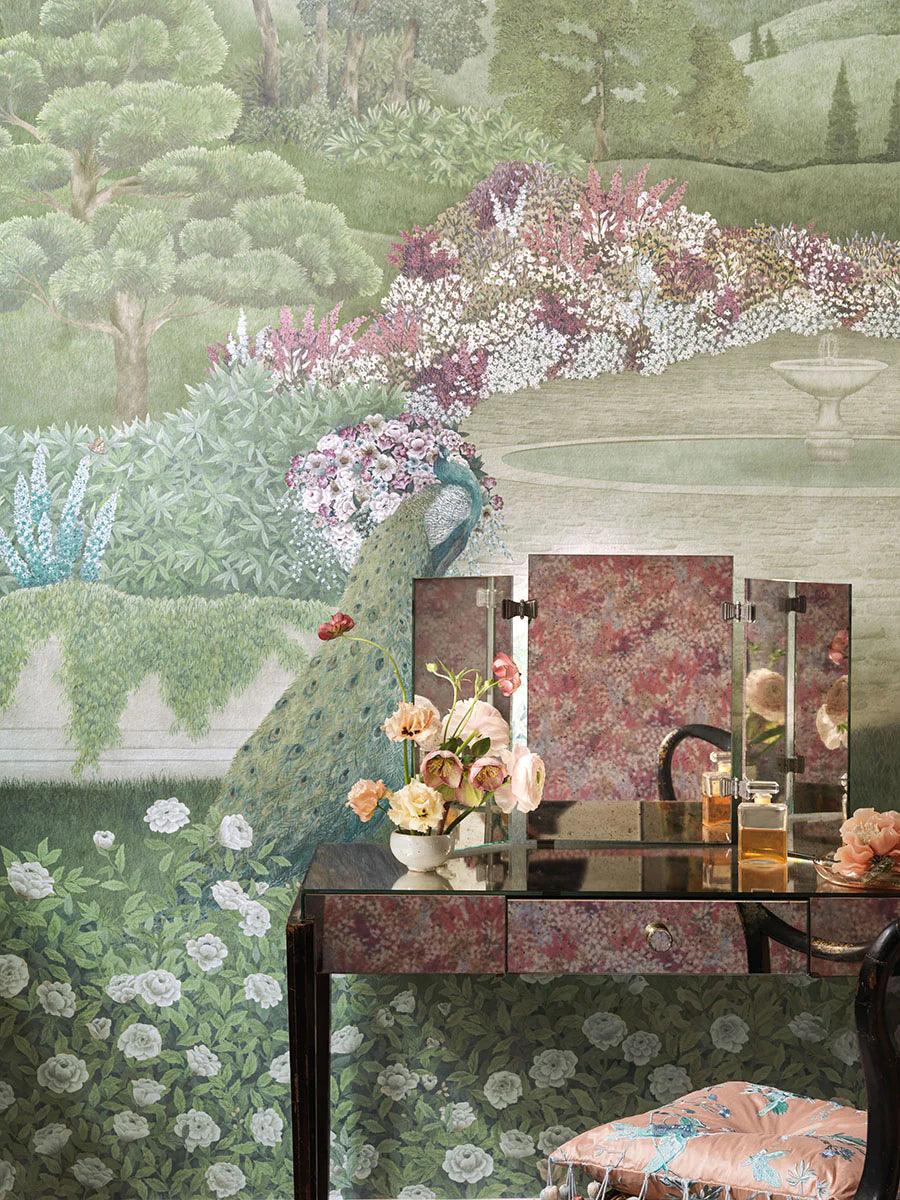 Wandbild mit Parklandschaft THE GARDENS - Idyll perlbeige Ausführung