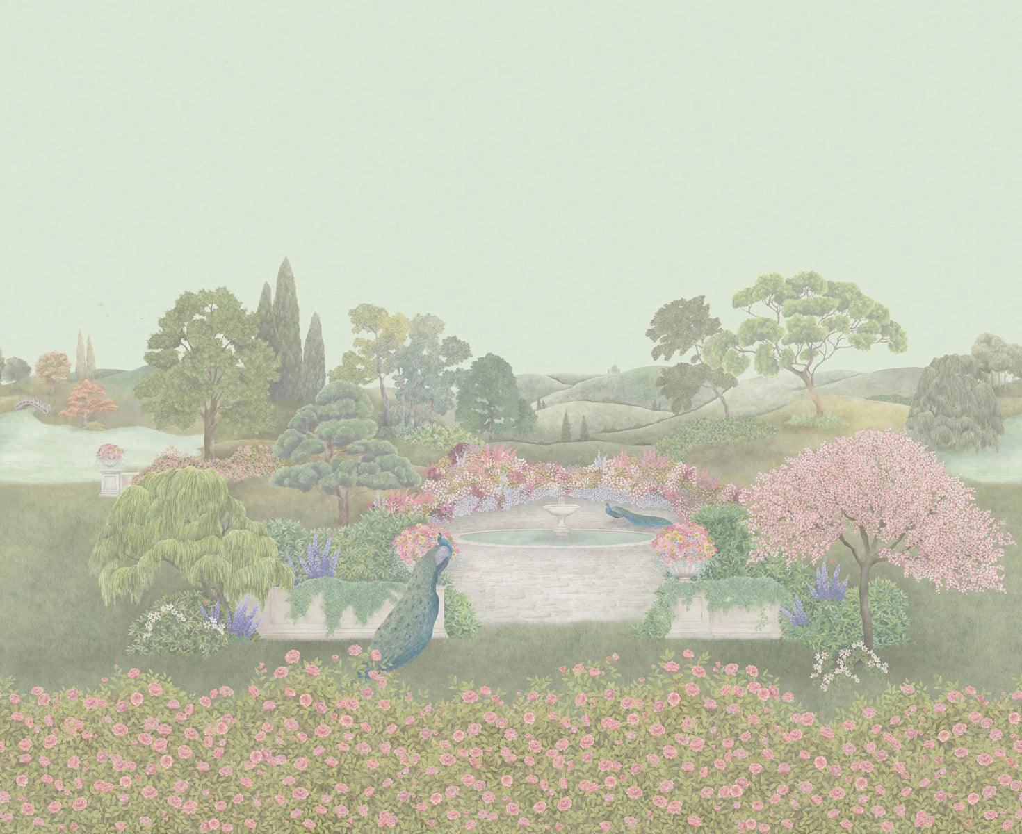Wandbild mit Parklandschaft DIE GÄRTEN - Idyll matte Ausführung grün