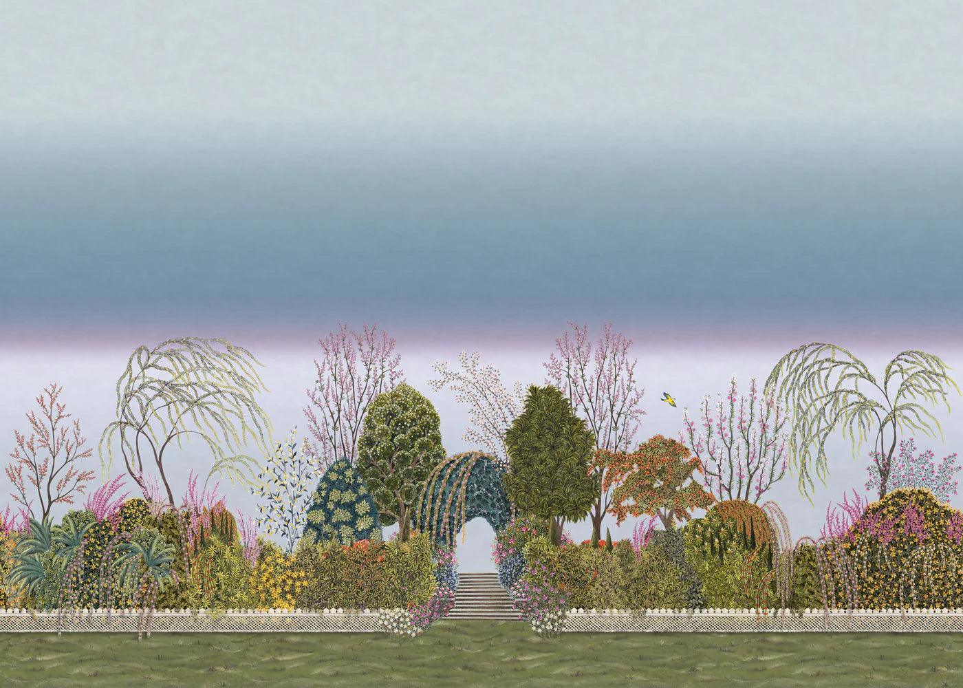 Wandbild mit Parklandschaft DIE GÄRTEN - Dämmerungsfantasie