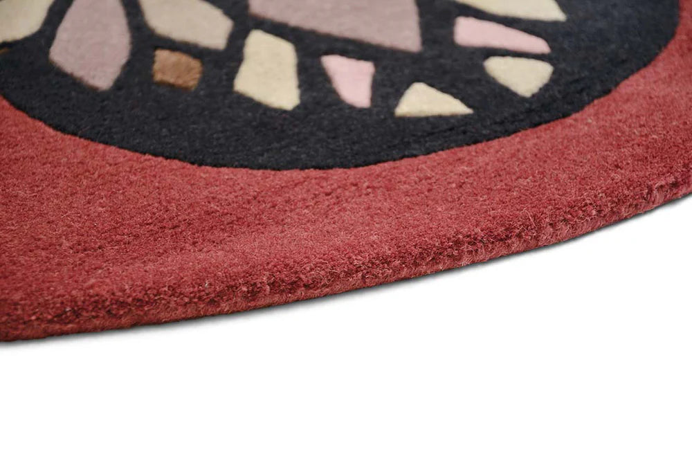 Round rug Zodiac burgundy-beige aries