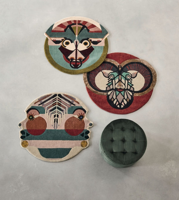 Runder Teppich ZODIAC GEMINI beige-meergrün