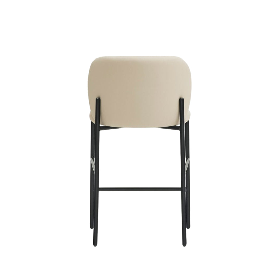 MOGI Bar Stool Beige Eco-Leather with Black Base