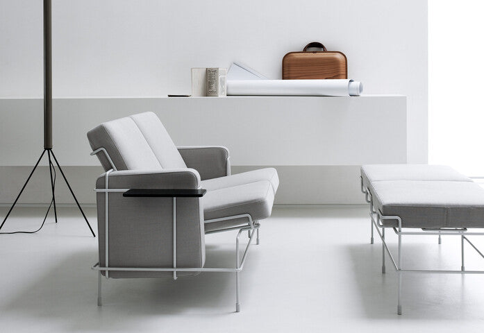 TRAFFIC Polsterbank mit weißem Stahlgestell