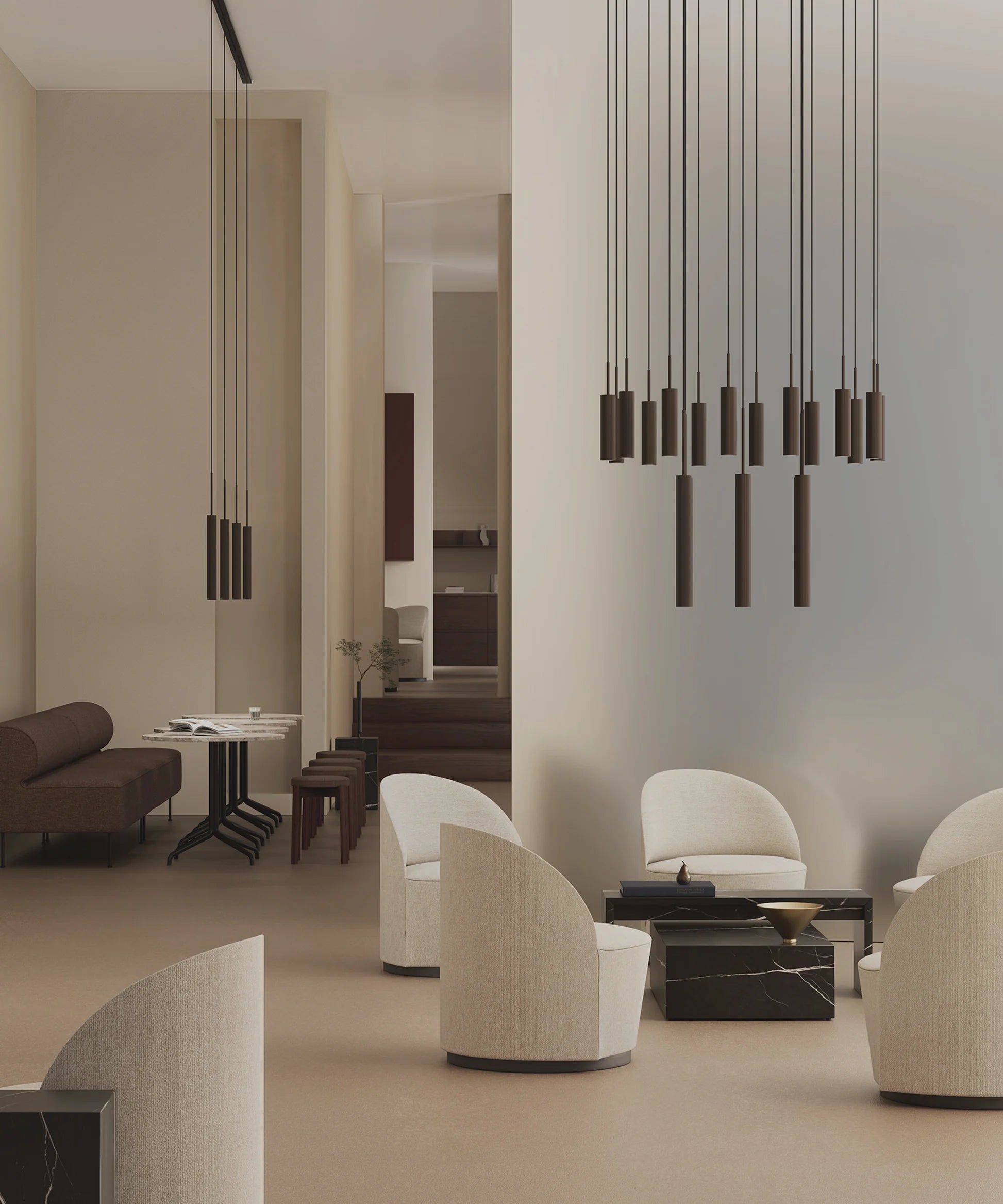 Bronzefarbener TUBULAIRE Kronleuchter