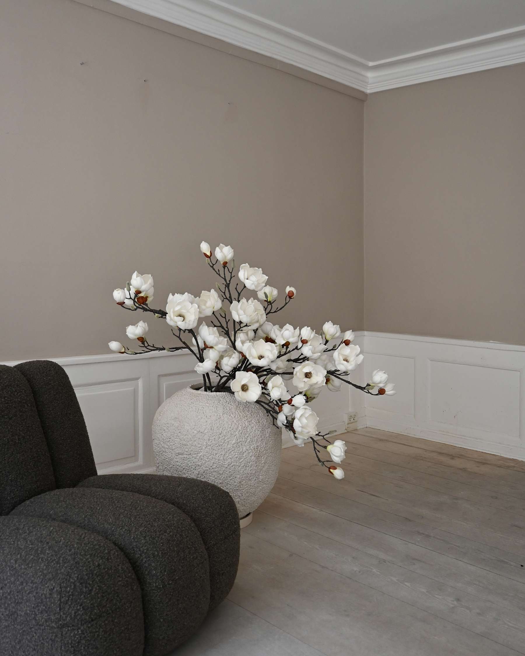 TOE-Sessel aus graubraunem Bouclé