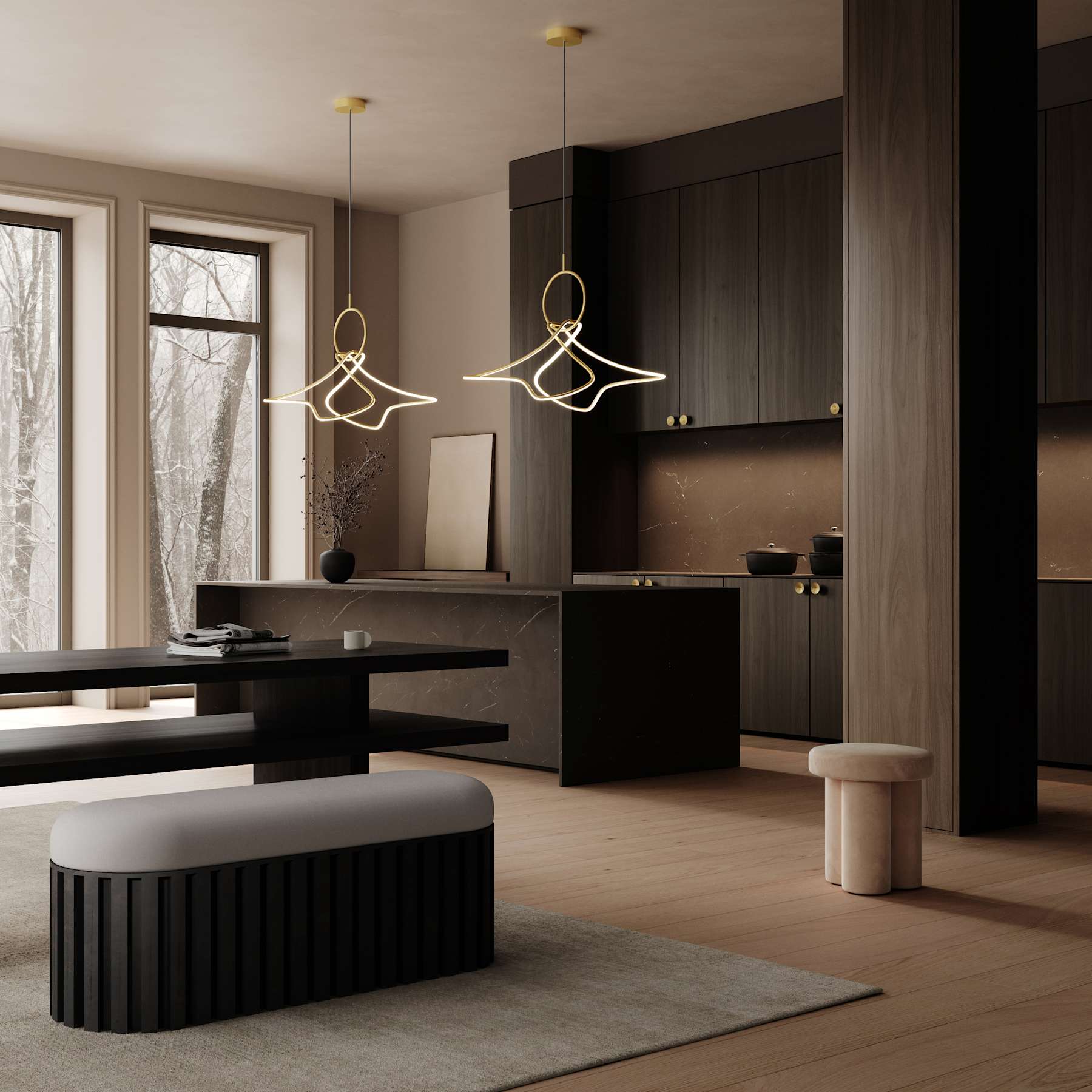 BIG FOOT stool beige nubuck leather