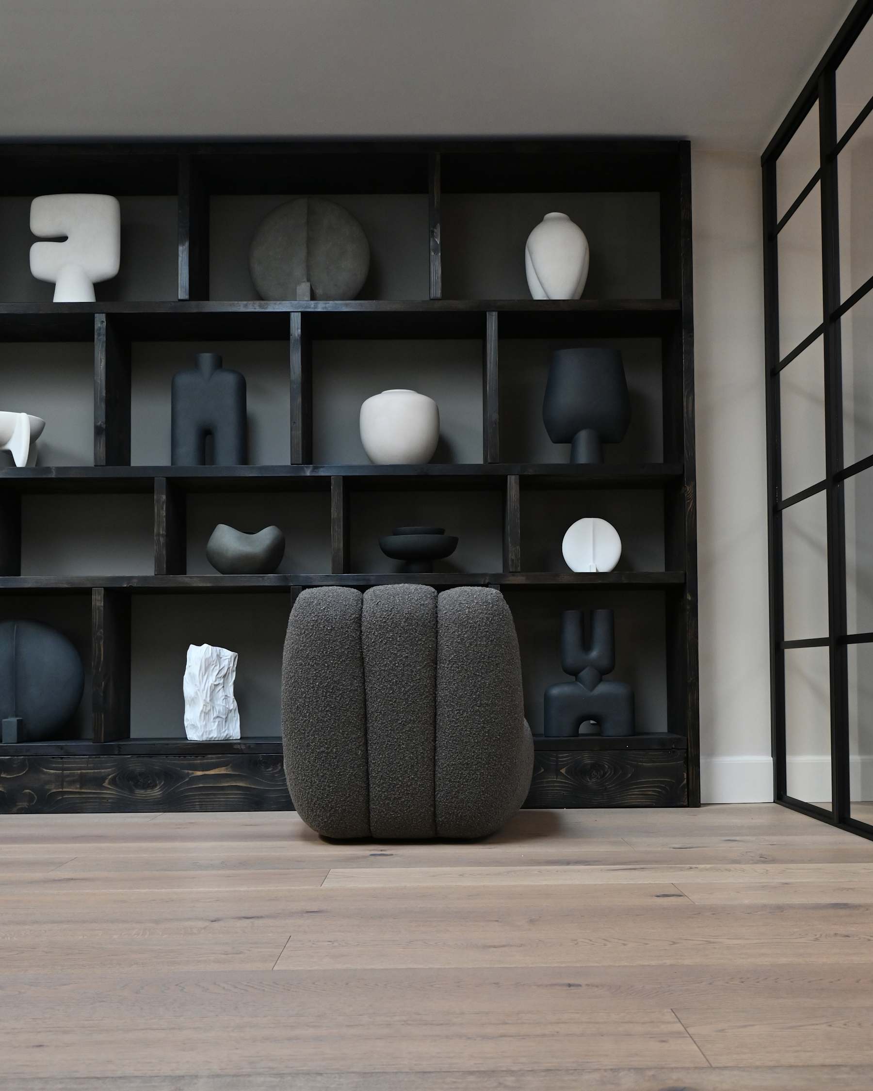 TOE-Sessel aus graubraunem Bouclé