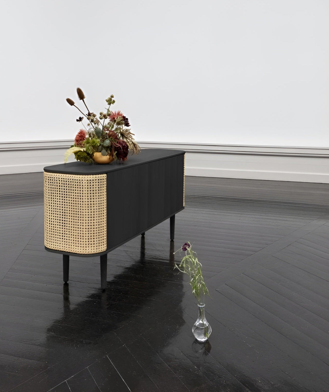 Kommode TREASURES grün mit schwarzem Eichenholz