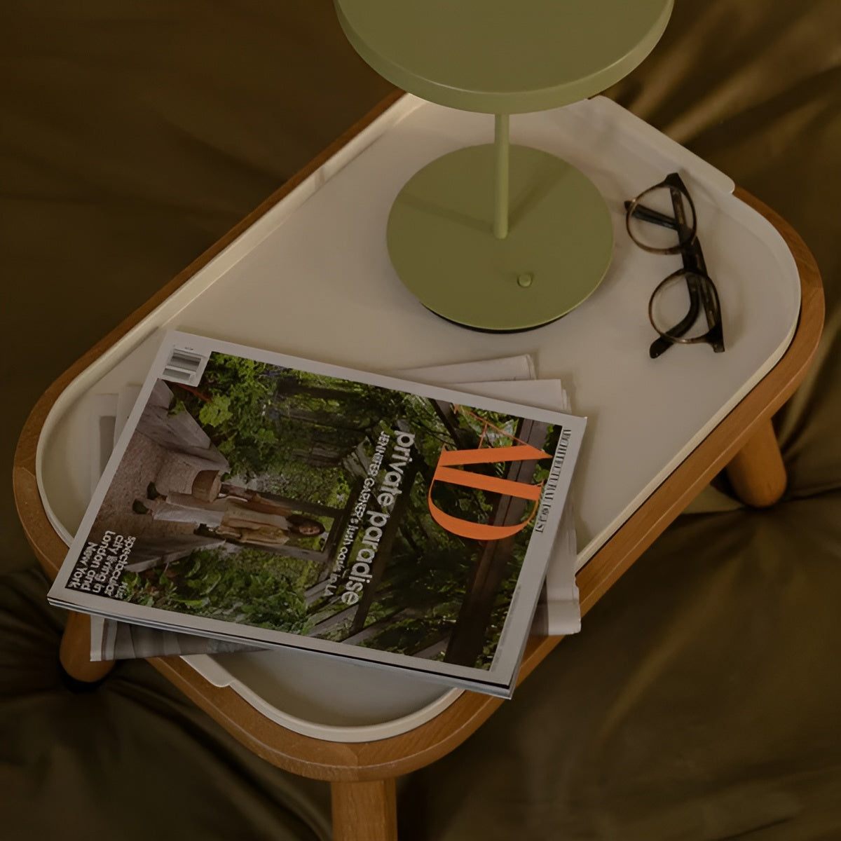 Kaffeetisch PAFF grün mit Eichenbasis