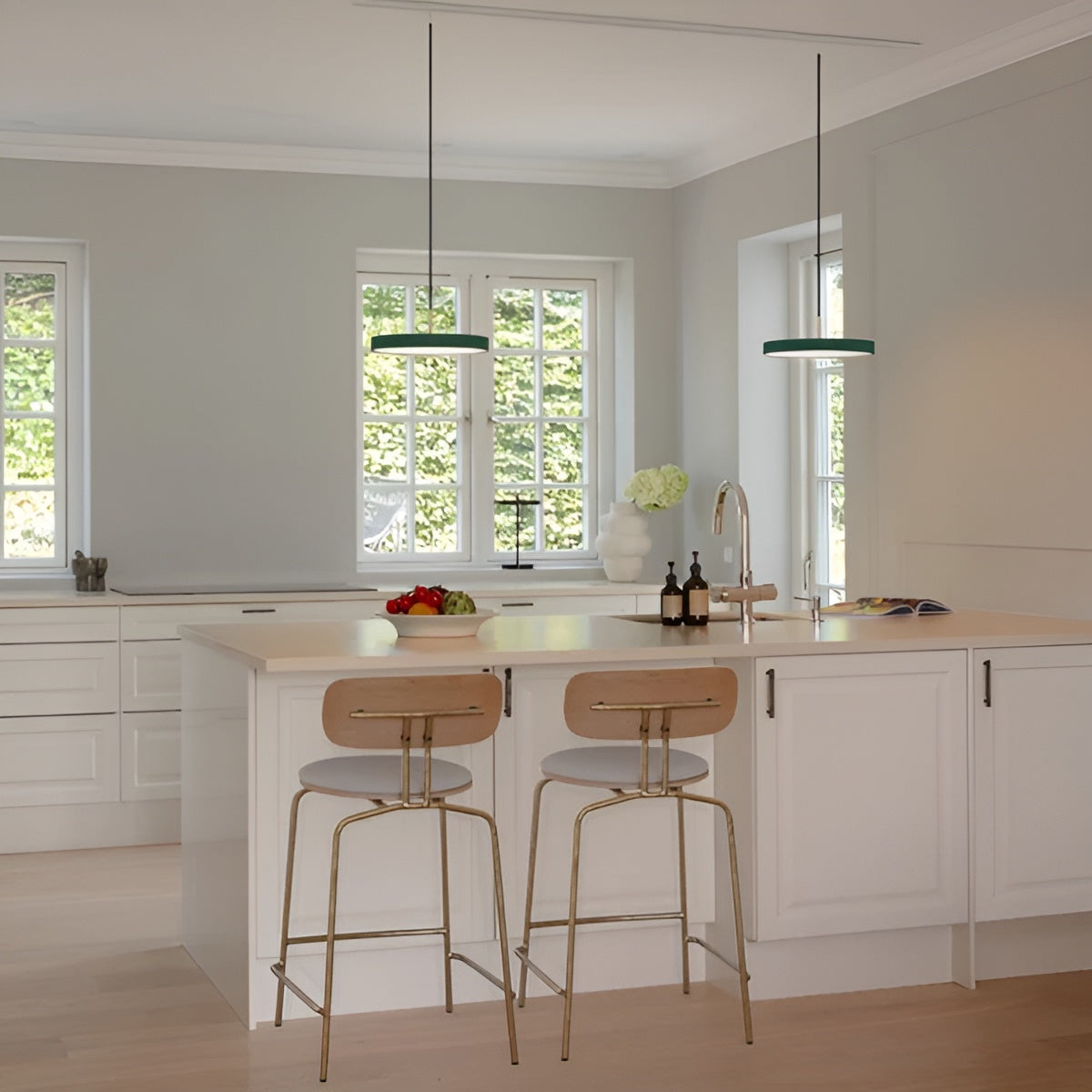 ASTERIA PLUS pendant lamp dark green with gold accent