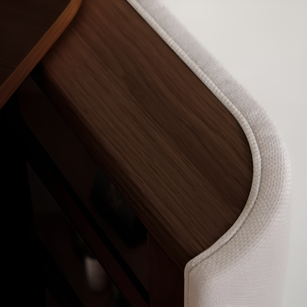 TREASURES cabinet in caramel with a dark oak base