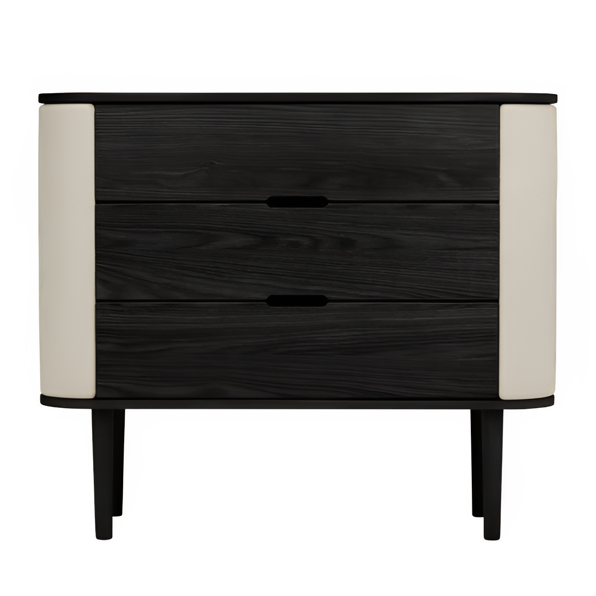 Schrank TREASURES sandfarben mit schwarzem Sockel