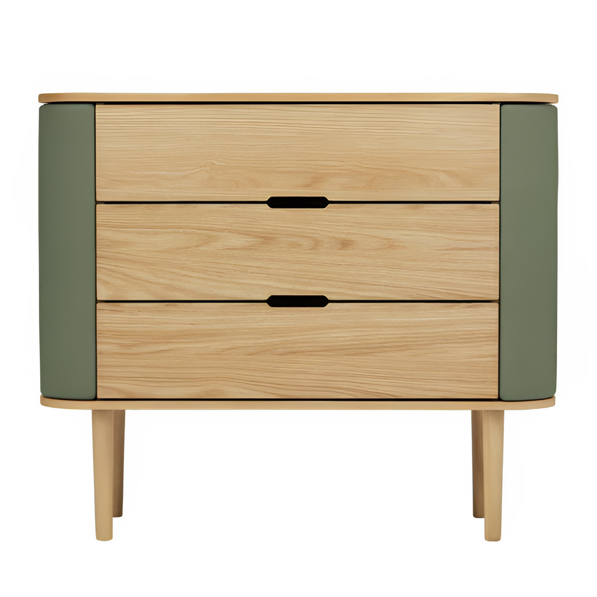 Schrank TREASURES grün mit Eichenbasis