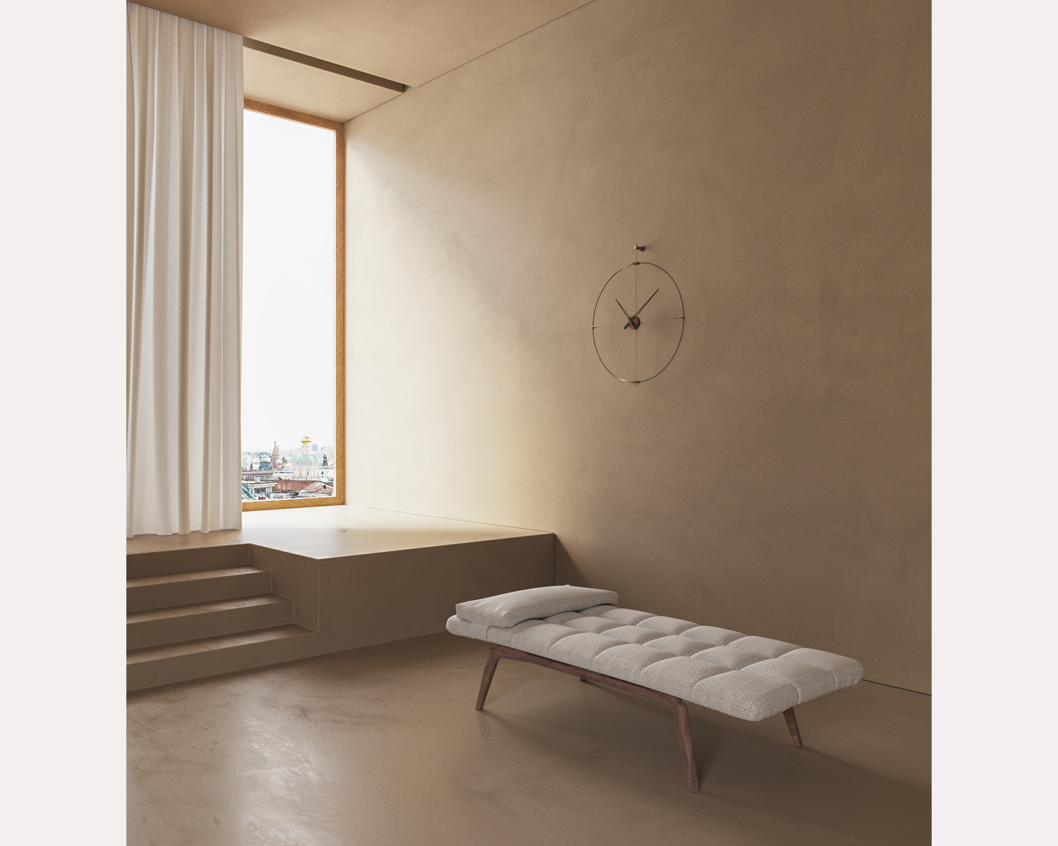 MINI BILBAO wall clock walnut wood with black