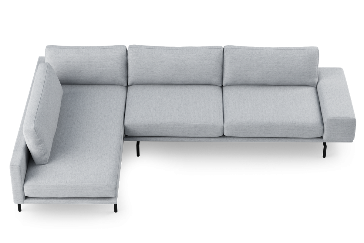 Ecksofa für 4 Personen linksseitig BRIXTON gepolstert mit schwarzem Gestell