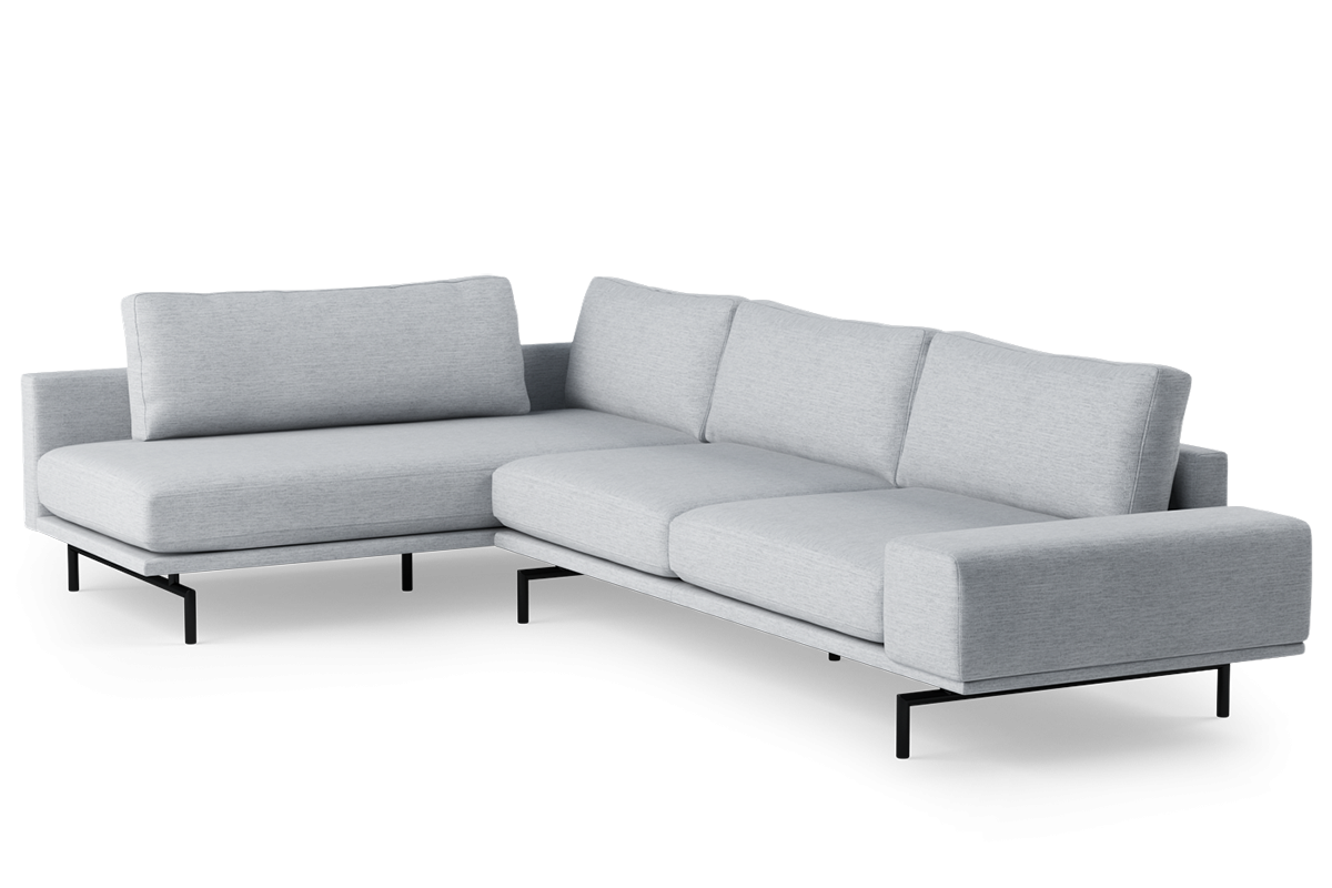 Ecksofa für 4 Personen linksseitig BRIXTON gepolstert mit schwarzem Gestell