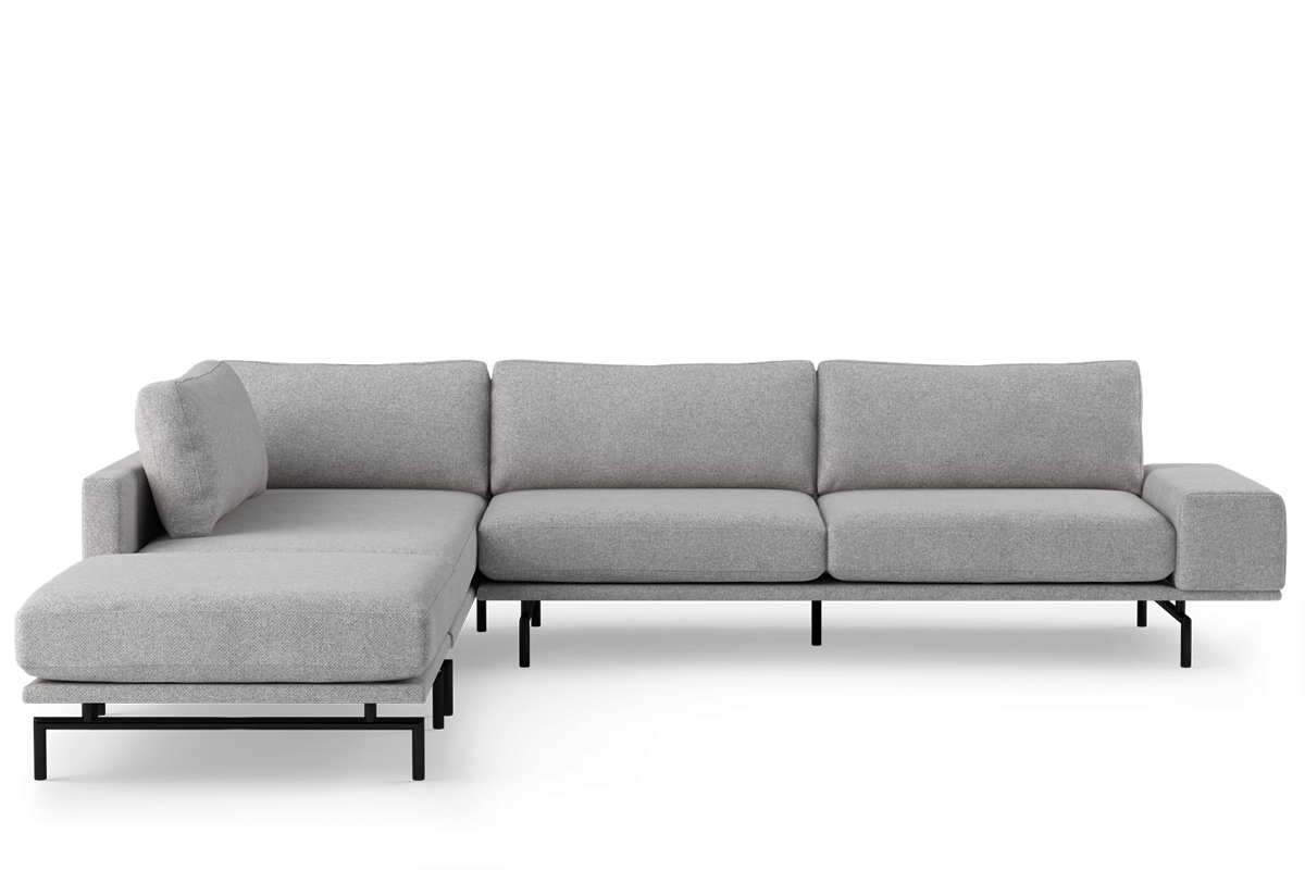 Ecksofa für 5 Personen linksseitig BRIXTON gepolstert mit schwarzem Gestell